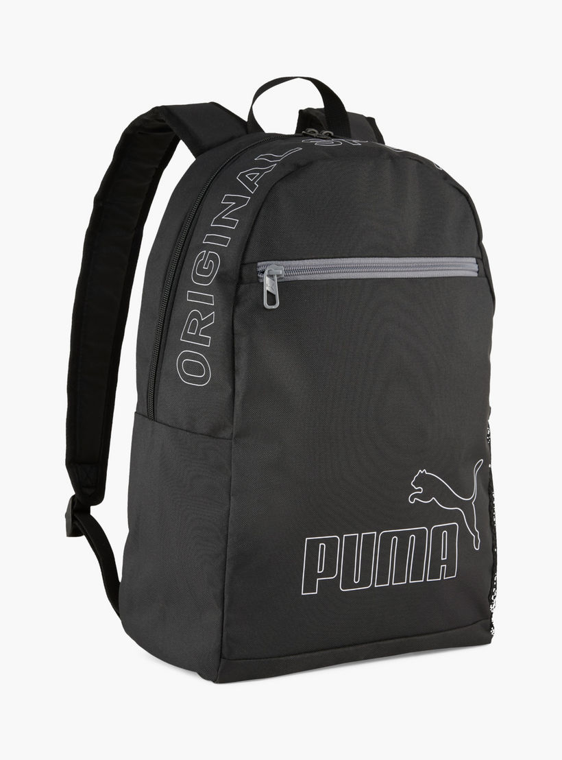 Puma Logo Print School Backpack with Adjustable Straps and Zip Closure-school-bagsandbackpacks-backpacks-image-1