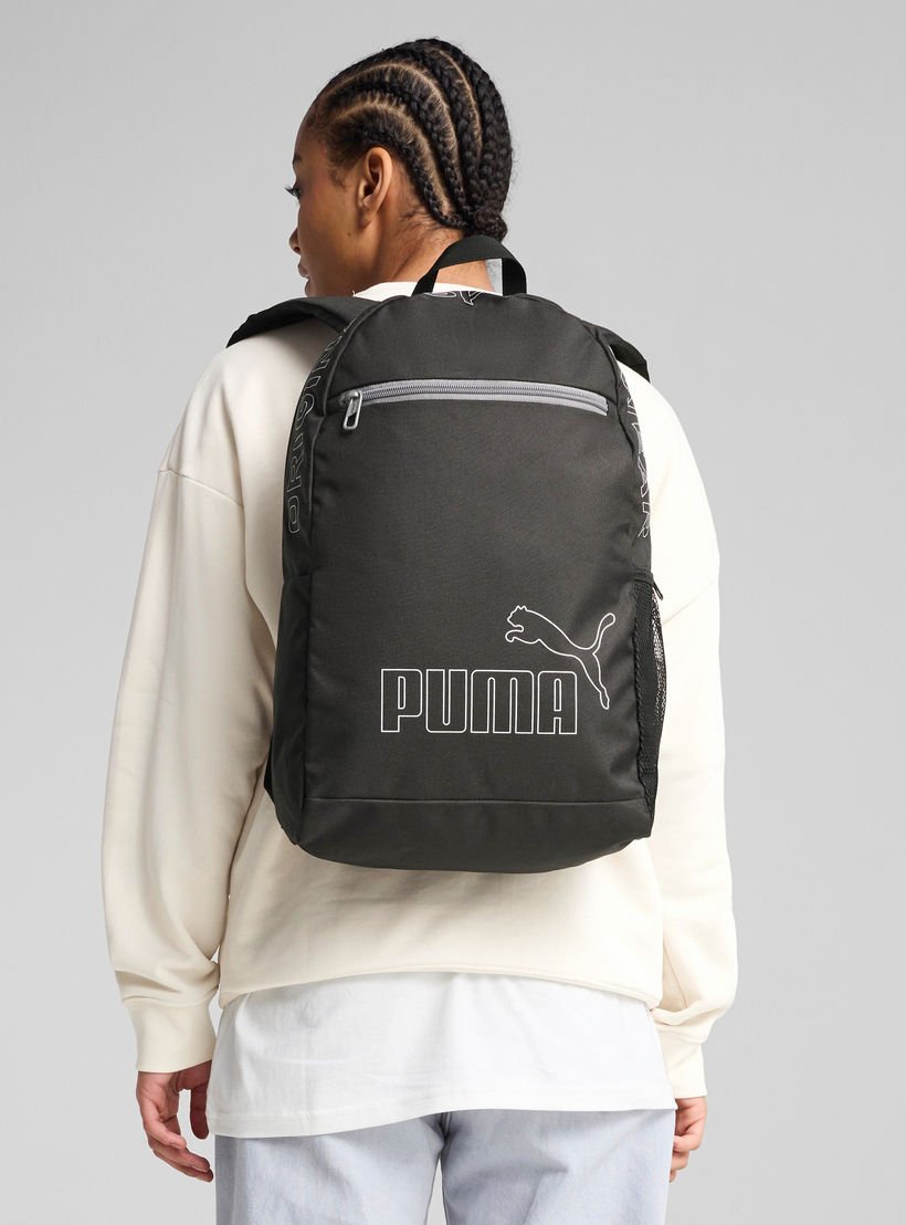 Puma Logo Print School Backpack with Adjustable Straps and Zip Closure-school-bagsandbackpacks-backpacks-image-2