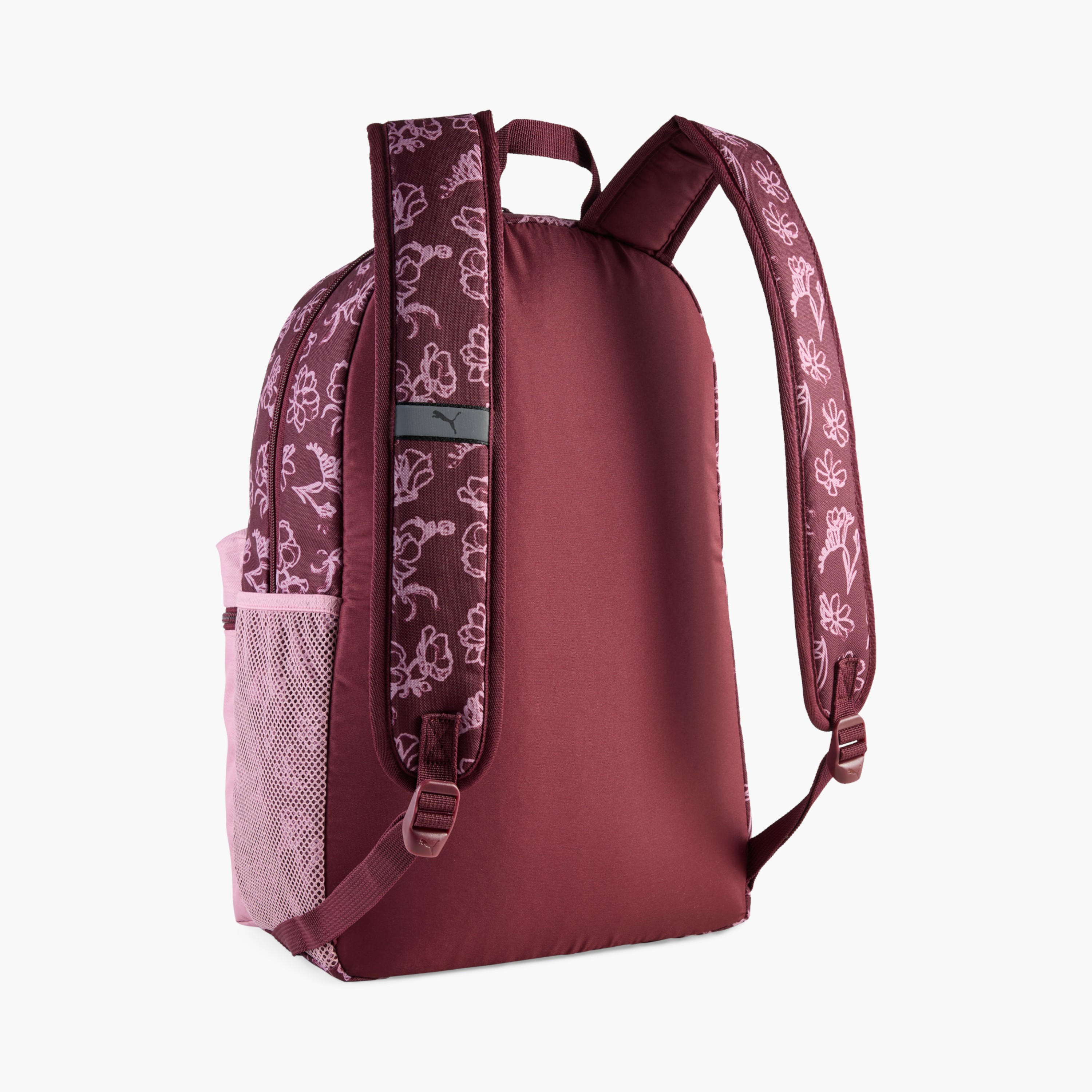 Puma Floral Print School Backpack with Adjustable Straps and Zip Closure-school-bagsandbackpacks-backpacks-image-2