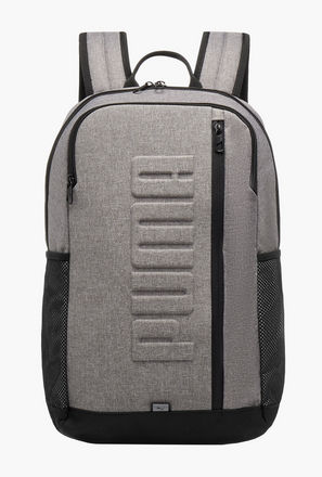 Puma Logo Embossed School Backpack with Adjustable Straps and Zip Closure-school-image-1