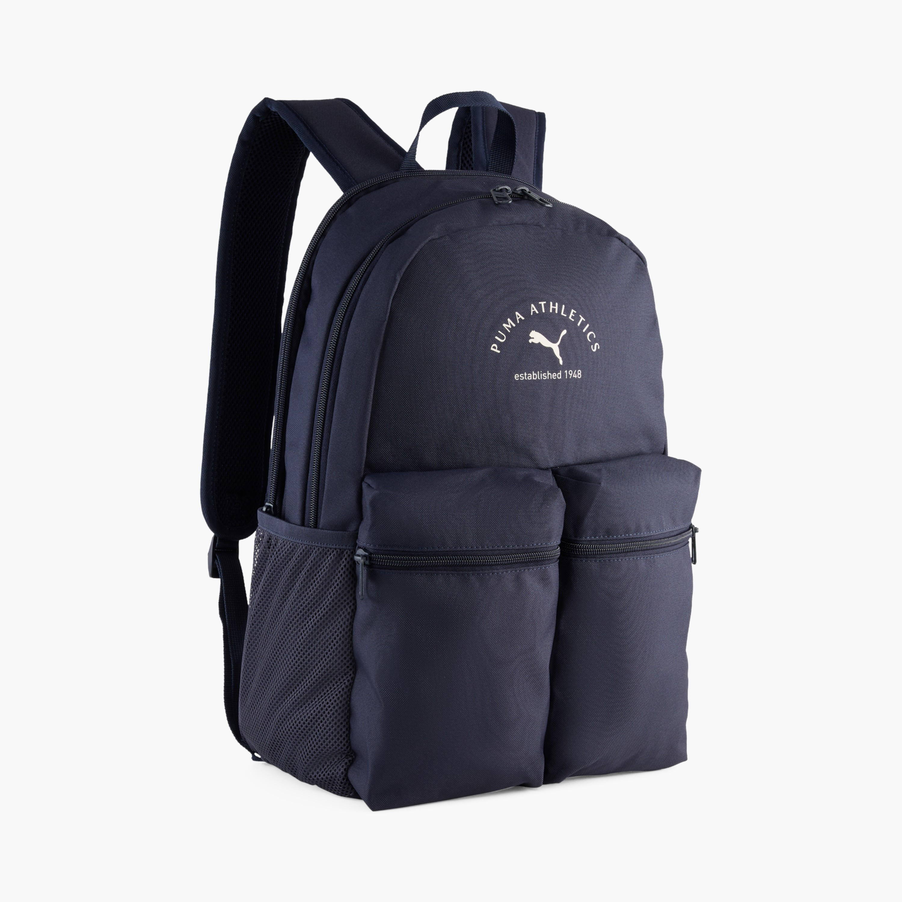 Puma Logo Print School Backpack with Adjustable Shoulder Straps and Zip Closure-school-bagsandbackpacks-backpacks-image-1