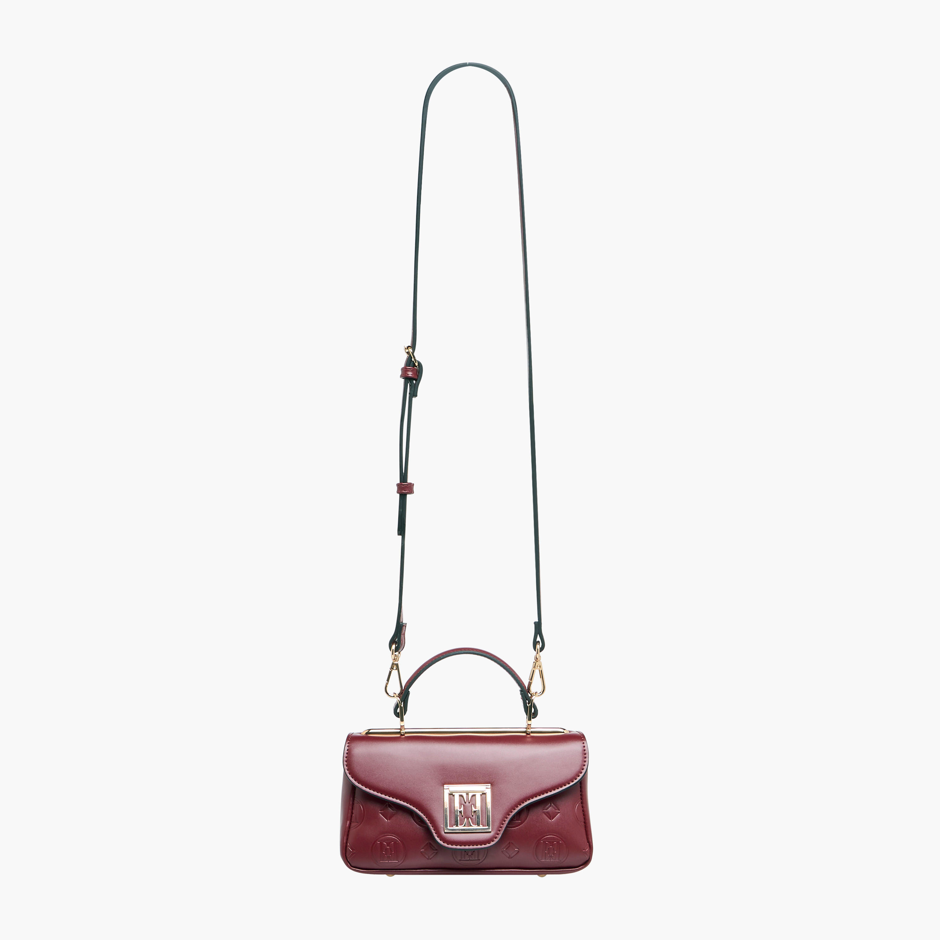 Elle Monogram Embossed Satchel Bag with Detachable Strap and Flap Closure-women-bagsandwallets-handbags-image-2