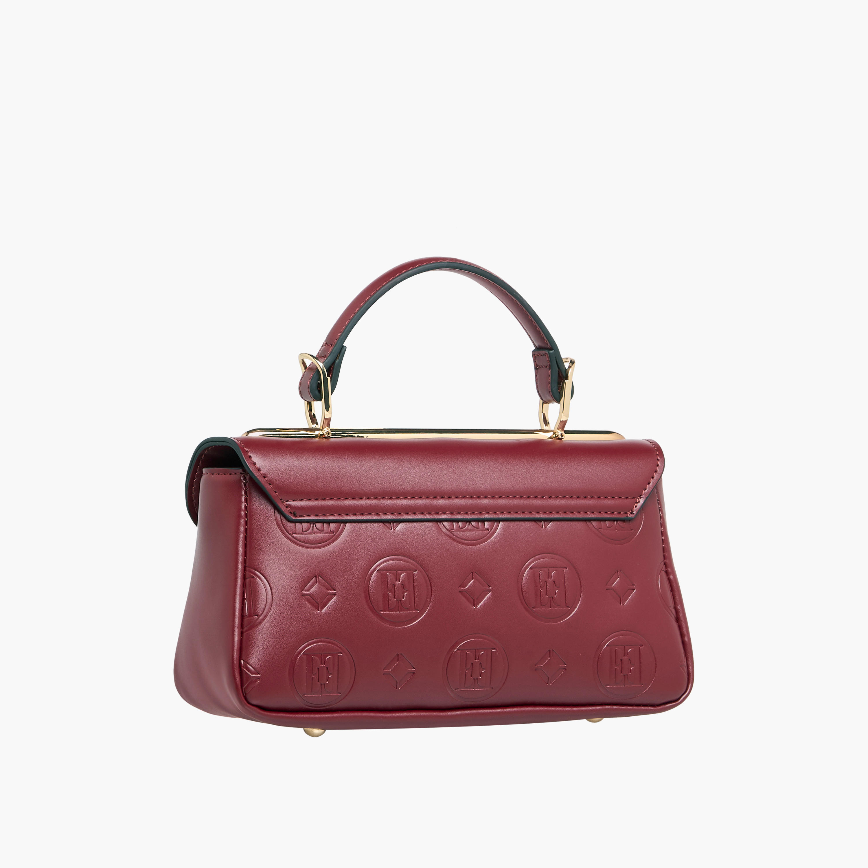 Elle Monogram Embossed Satchel Bag with Detachable Strap and Flap Closure-women-bagsandwallets-handbags-image-3