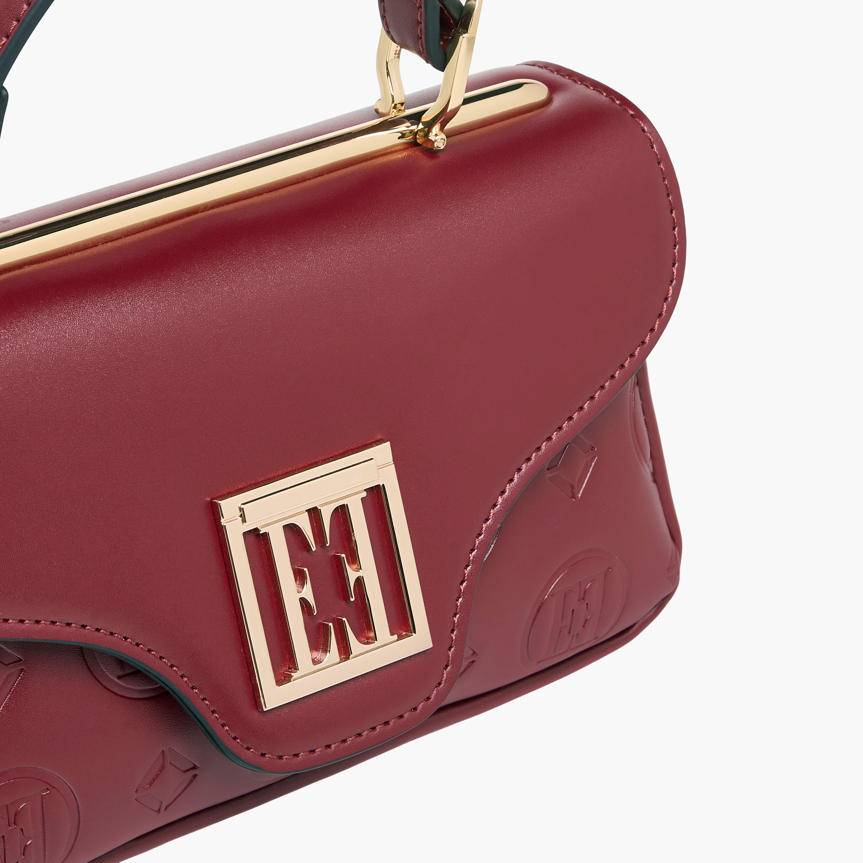 Elle Monogram Embossed Satchel Bag with Detachable Strap and Flap Closure-women-bagsandwallets-handbags-image-4