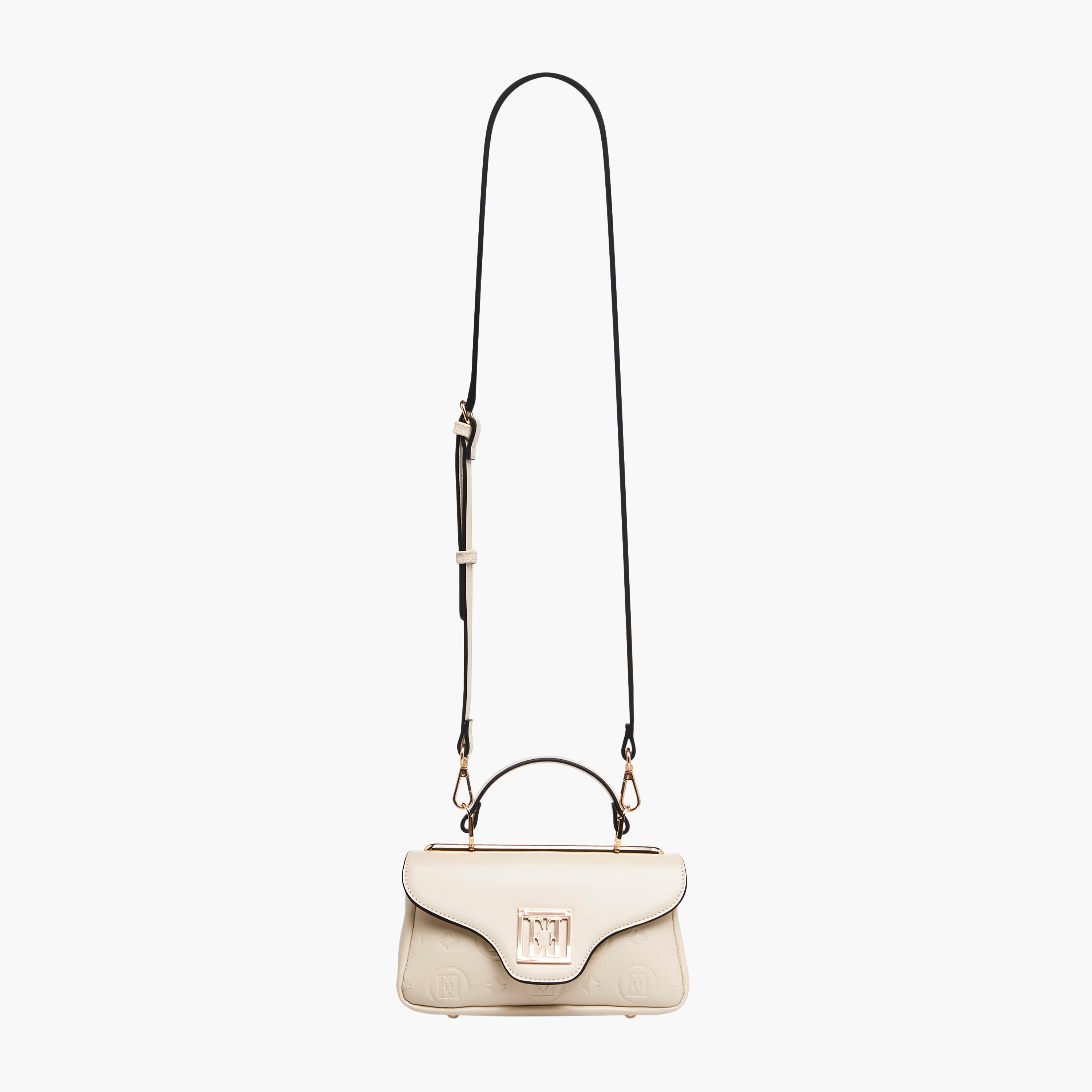 Elle Monogram Embossed Satchel Bag with Detachable Strap and Flap Closure-women-bagsandwallets-handbags-image-2