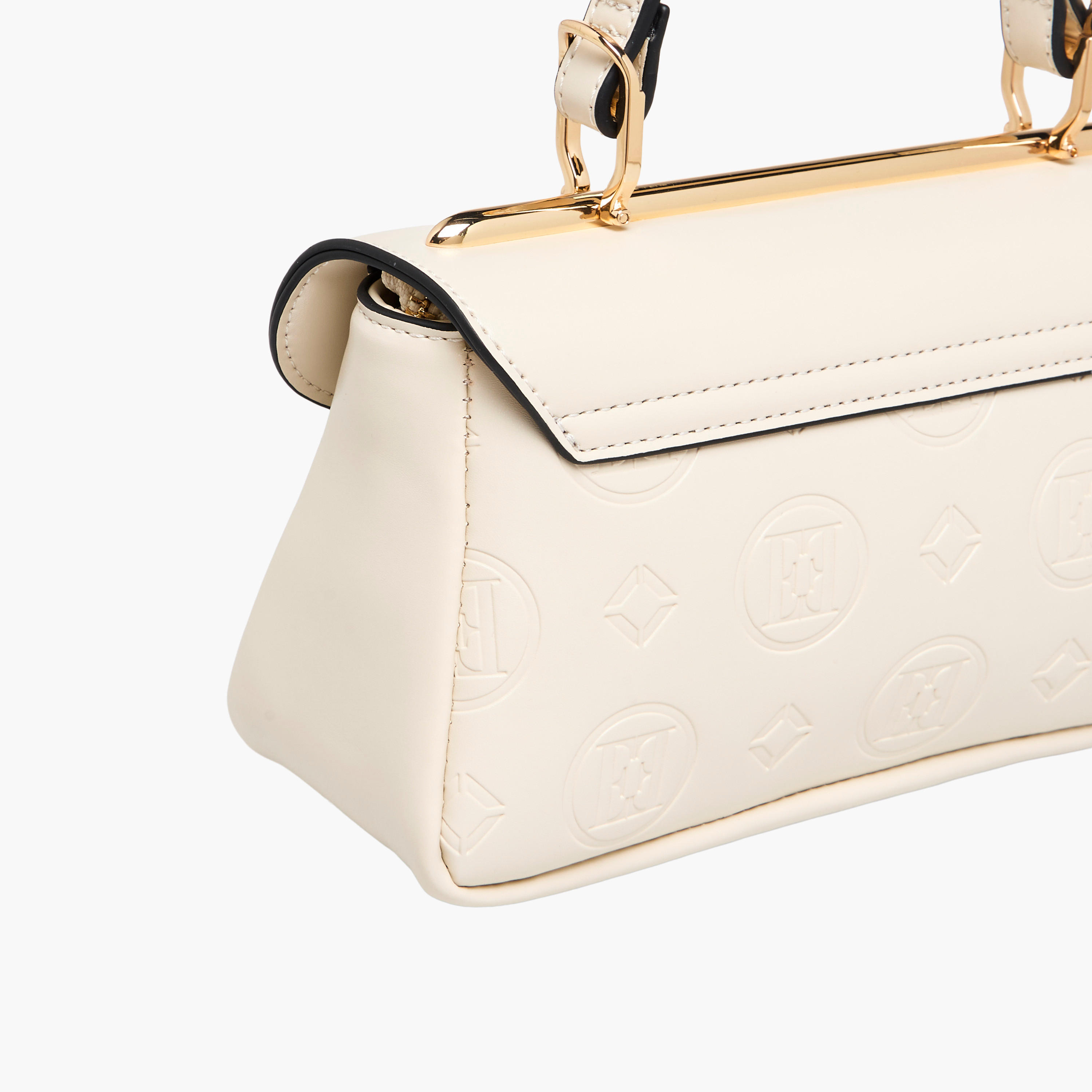 Elle Monogram Embossed Satchel Bag with Detachable Strap and Flap Closure-women-bagsandwallets-handbags-image-5