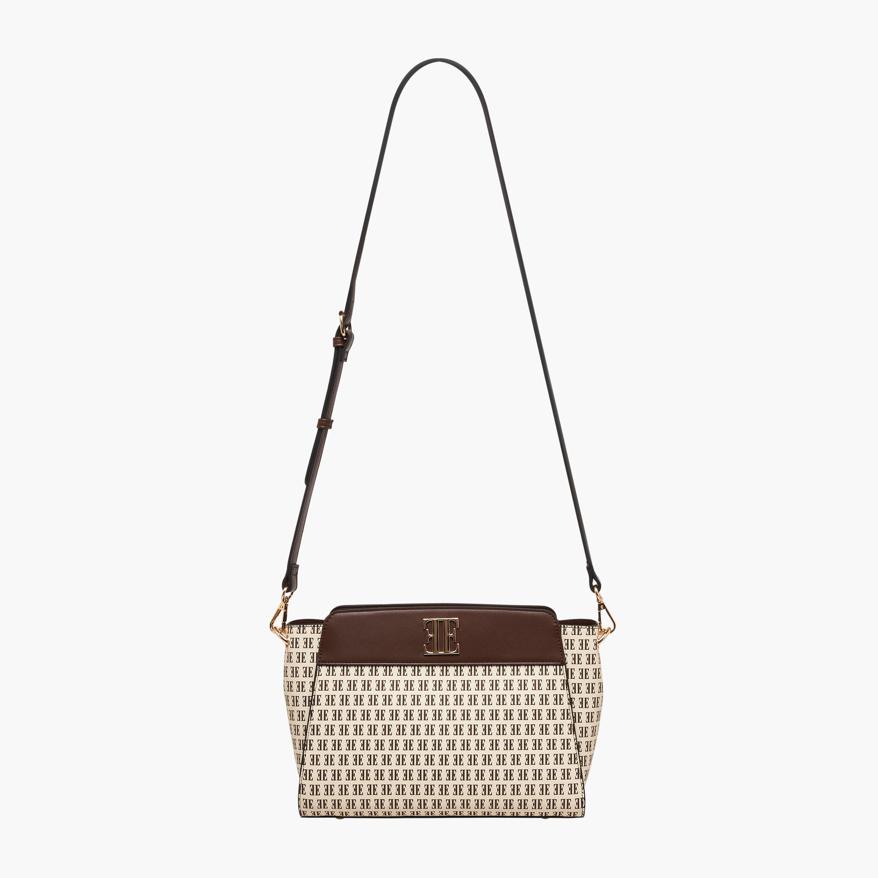 شنطة كتف بطبعات مونوجرام وحزام قابل للفصل من إيل-women-bagsandwallets-handbags-image-3