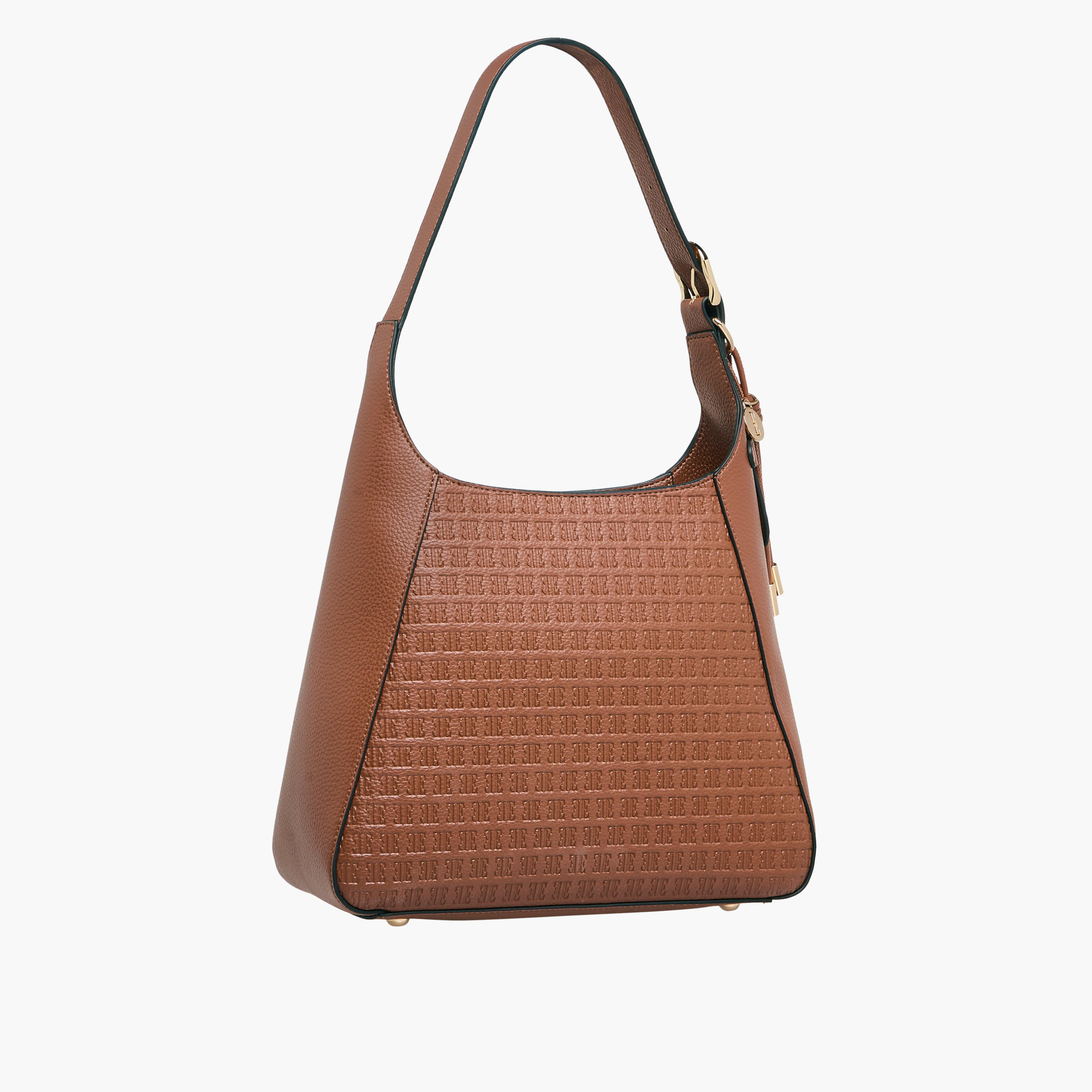 Elle Monogram Embossed Shoulder Bag with Adjustable Strap and Zip Closure-women-bagsandwallets-handbags-image-3