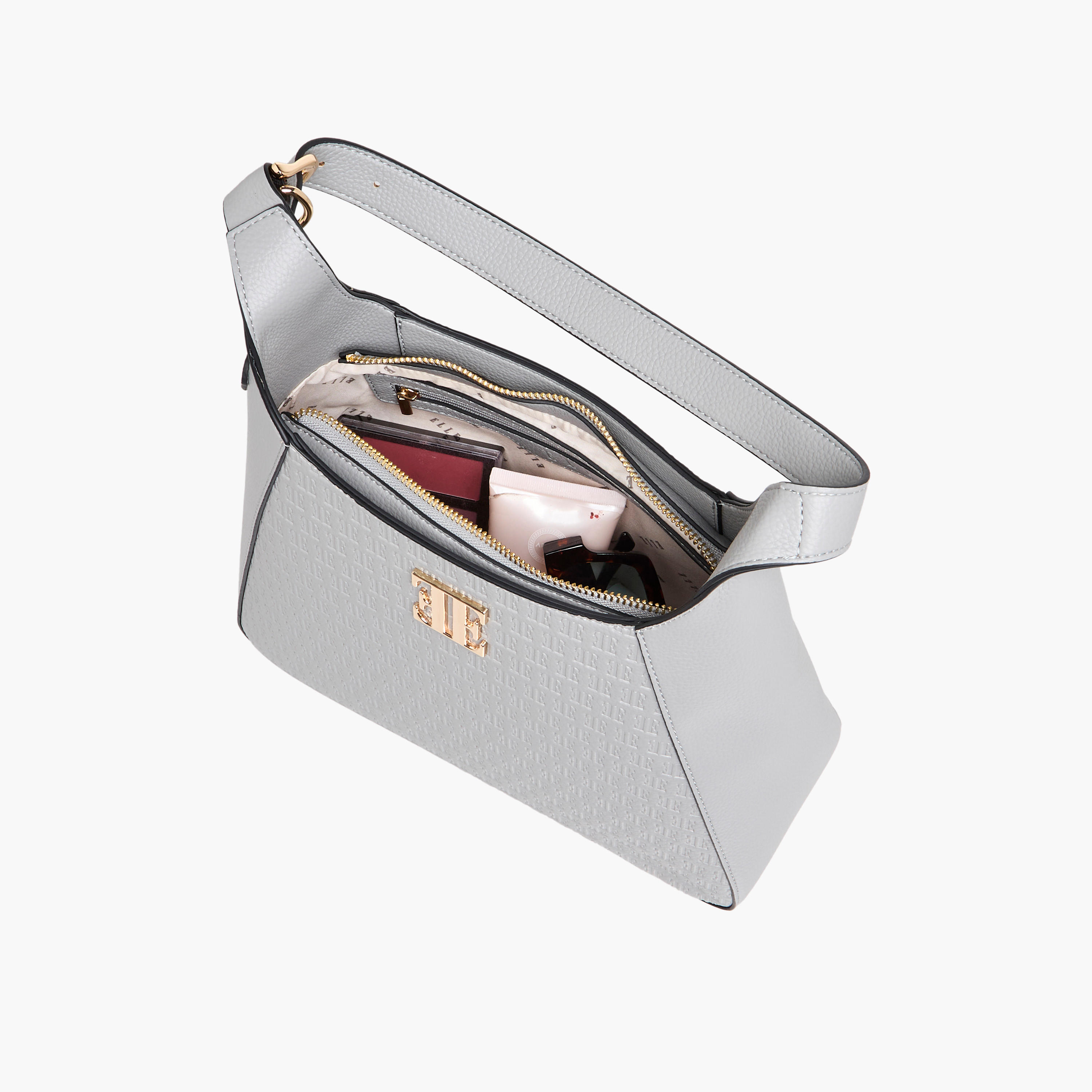 شنطة كتف بحزام قابل للتعديل وسحاب إغلاق ونقوش مونوجرام من إيل-women-bagsandwallets-handbags-image-7