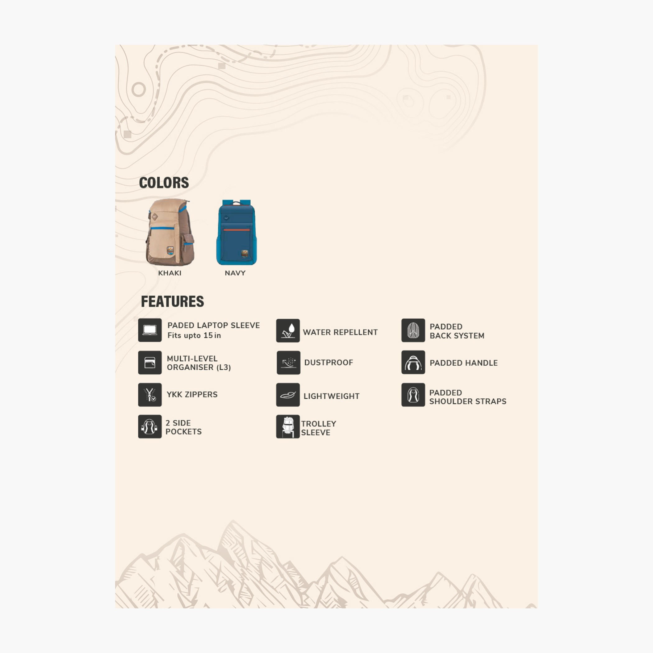شنطة ظهر مدرسية سادة وحمّالات كتف قابلة للتعديل من وايلدكرافت - 21x32x50 سم-school-bagsandbackpacks-backpacks-image-2