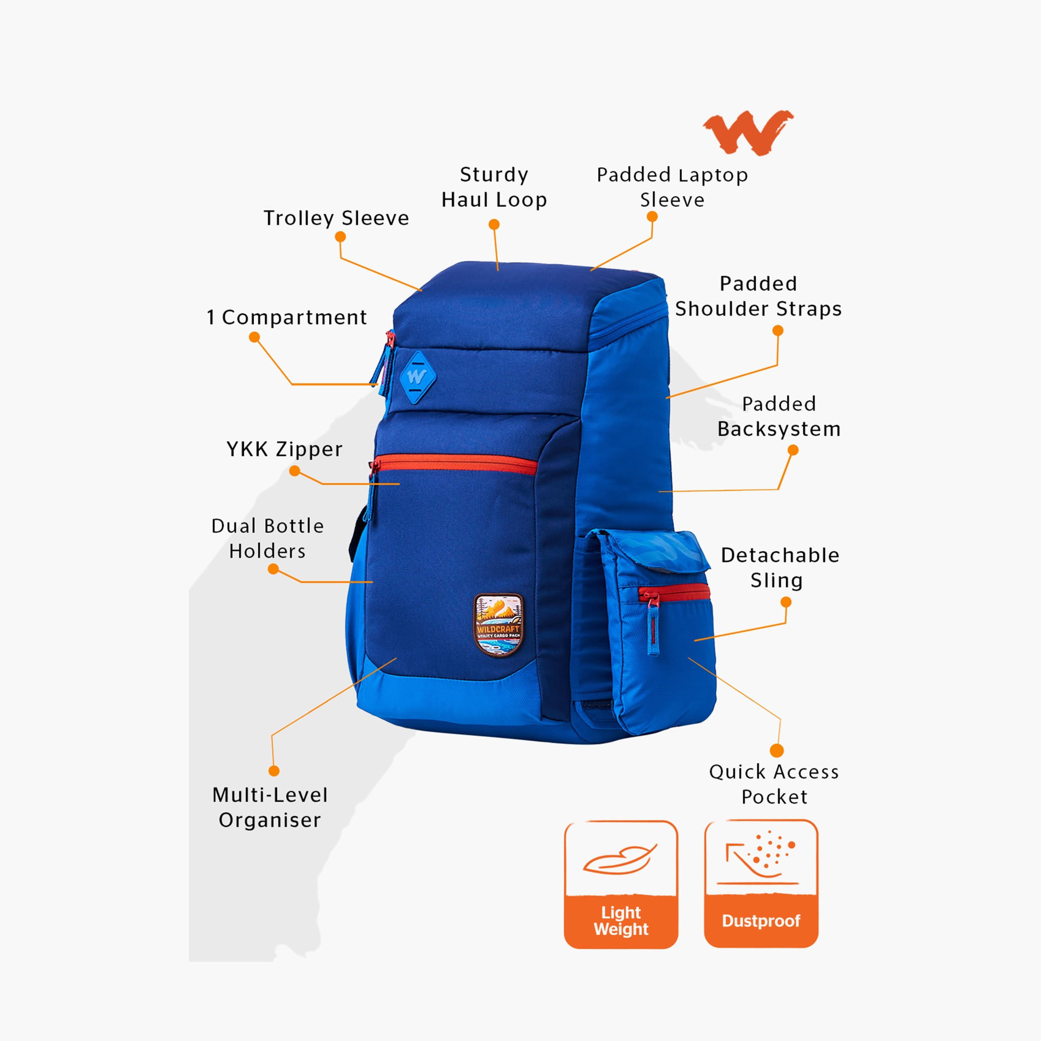 شنطة ظهر مدرسية سادة وحمّالات كتف قابلة للتعديل من وايلدكرافت - 21x32x50 سم-school-bagsandbackpacks-backpacks-image-8