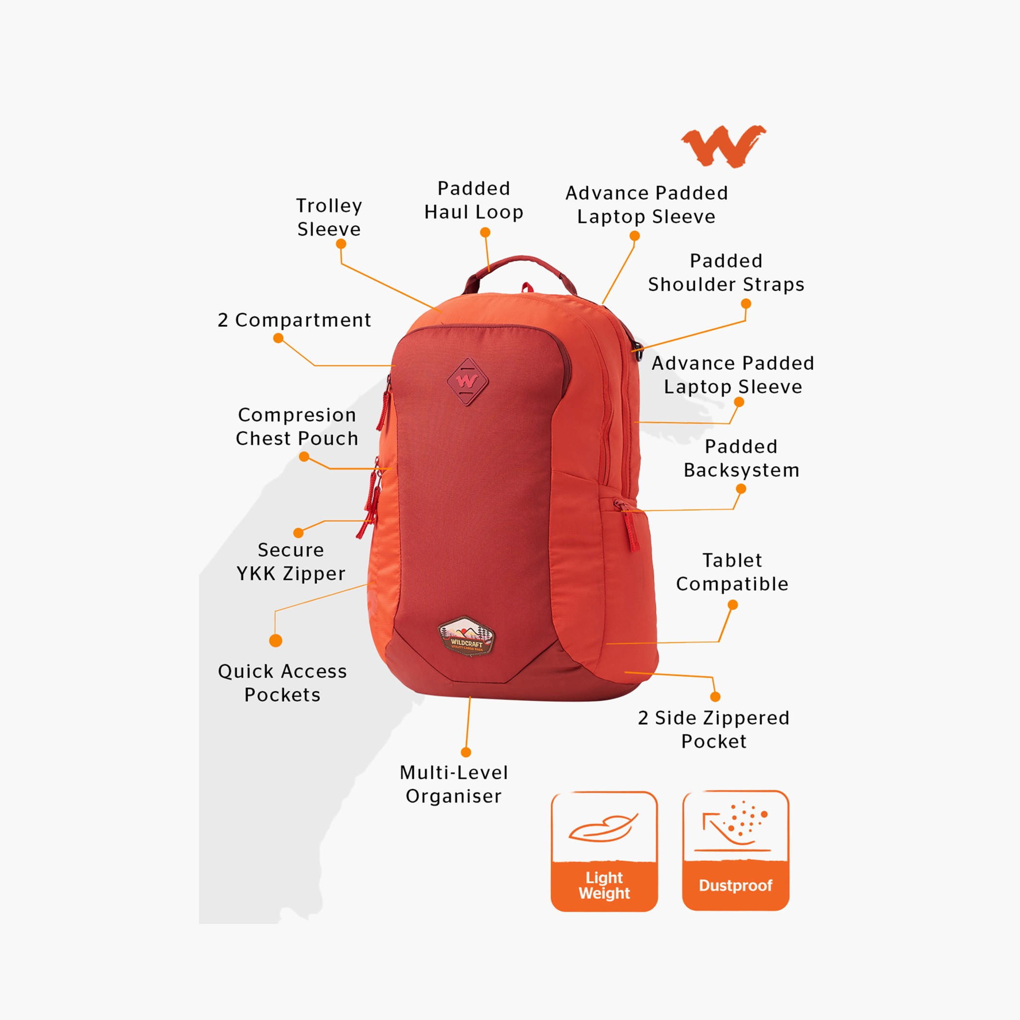 Wildcraft Solid Backpack with Adjustable Shoulder Straps - 20x33x51 cms-school-bagsandbackpacks-backpacks-image-3
