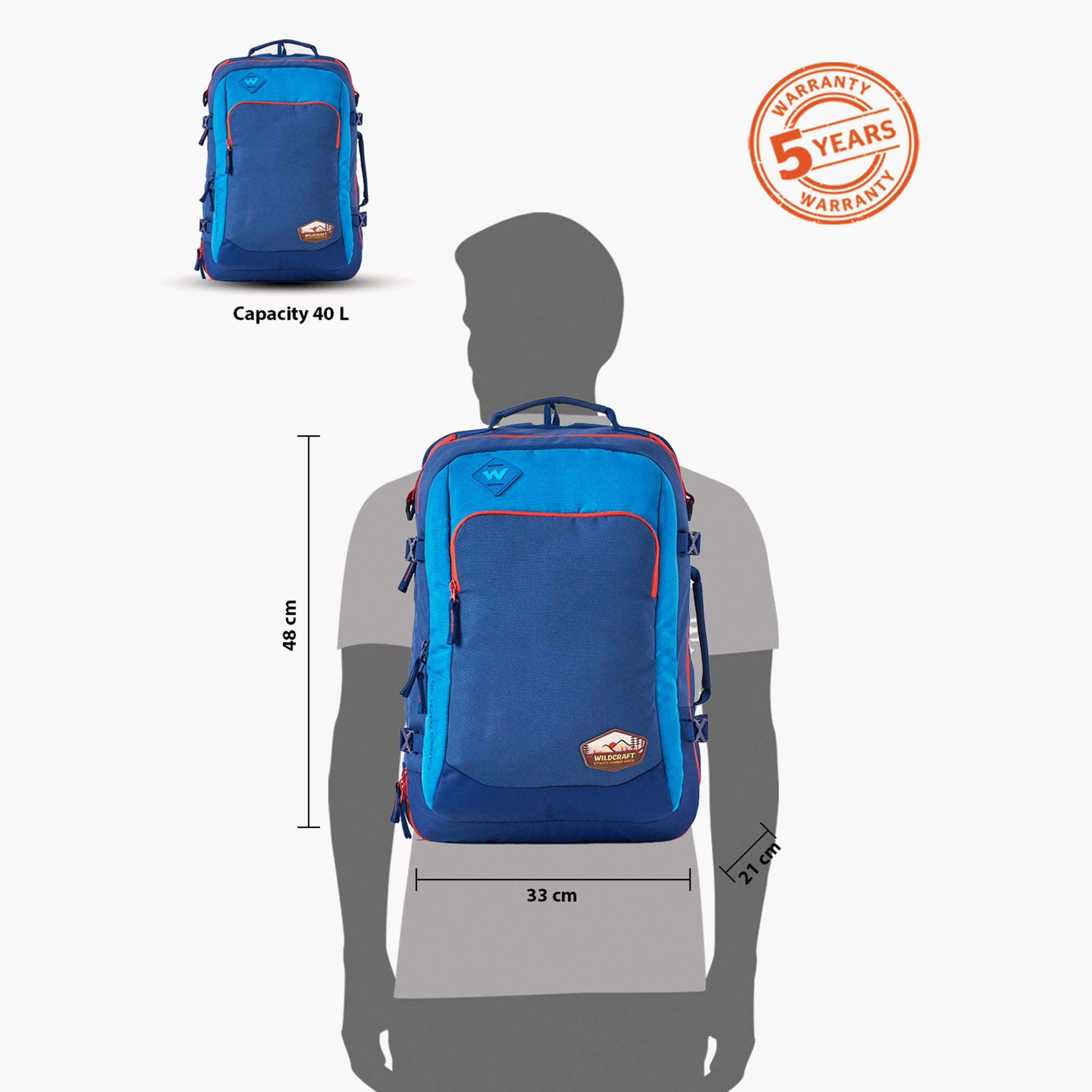 Wildcraft Solid Backpack with Adjustable Shoulder Straps - 21x33x48 cm-school-bagsandbackpacks-backpacks-image-4