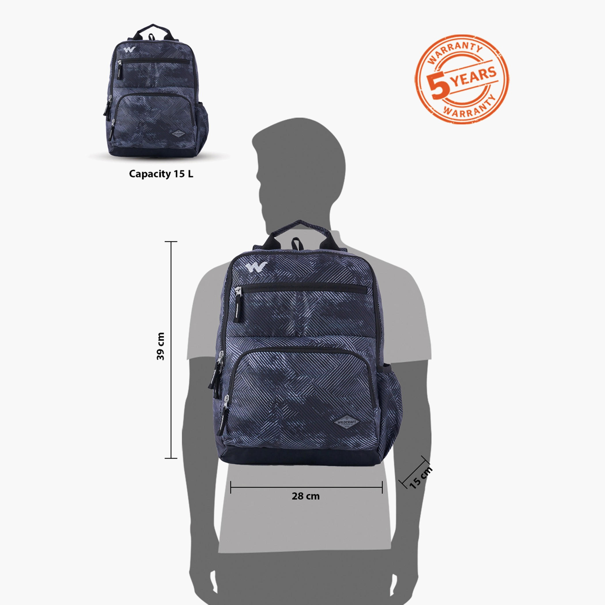 Wildcraft Printed Backpack with Adjustable Straps and Zip Closure - 15x28x39 cms-school-bagsandbackpacks-backpacks-image-12