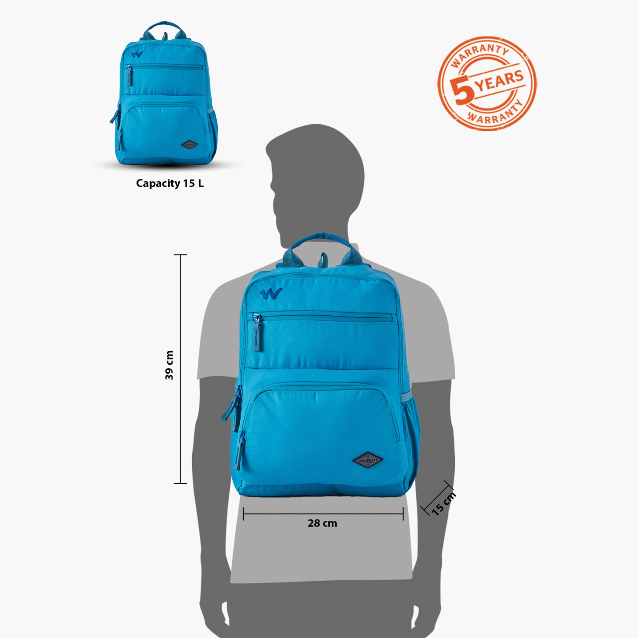 Wildcraft Solid Backpack with Adjustable Shoulder Straps - 15x28x39 cms-school-bagsandbackpacks-backpacks-image-12