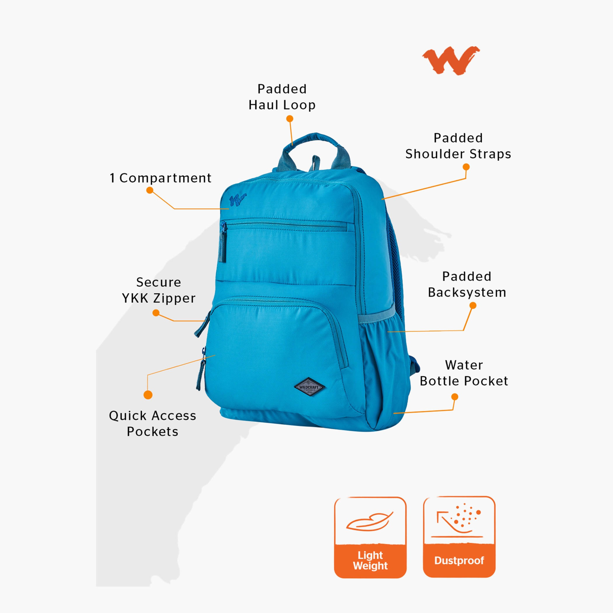 Wildcraft Solid Backpack with Adjustable Shoulder Straps - 15x28x39 cms-school-bagsandbackpacks-backpacks-image-2