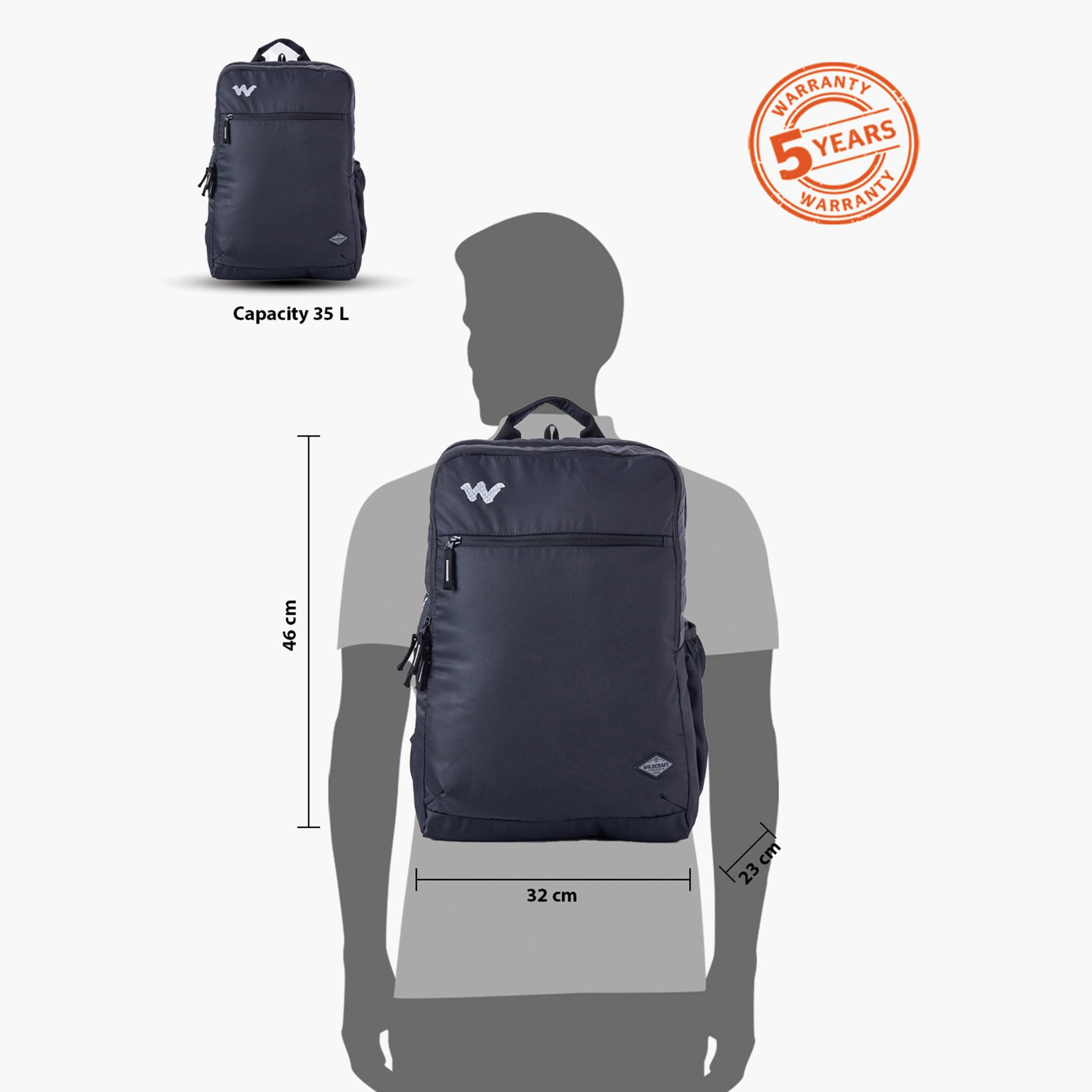 Wildcraft Solid Backpack with Adjustable Shoulder Straps - 23x32x46 cm-school-bagsandbackpacks-backpacks-image-12