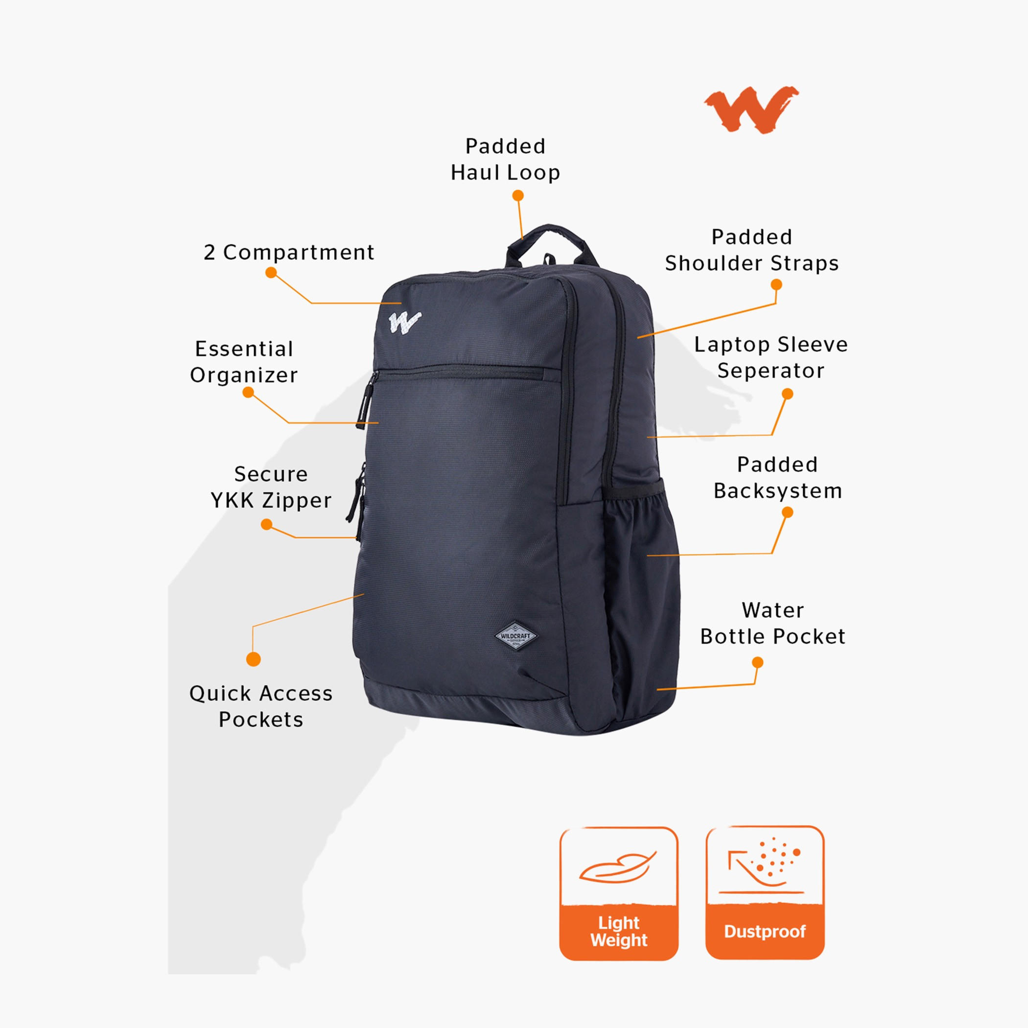 Wildcraft Solid Backpack with Adjustable Shoulder Straps - 23x32x46 cm-school-bagsandbackpacks-backpacks-image-2