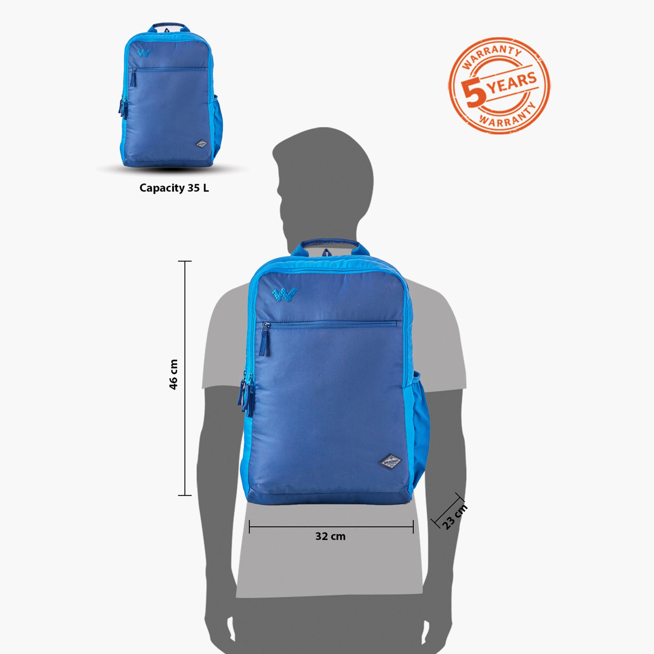 Wildcraft Solid Backpack with Adjustable Shoulder Straps - 23x32x46 cms-school-bagsandbackpacks-backpacks-image-13