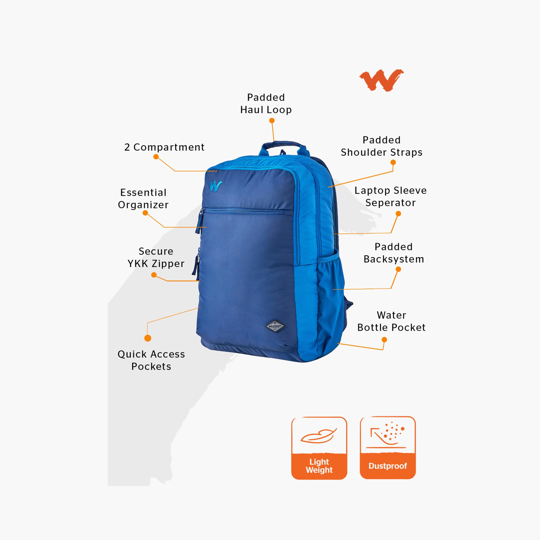 Wildcraft Solid Backpack with Adjustable Shoulder Straps - 23x32x46 cms-school-bagsandbackpacks-backpacks-image-2