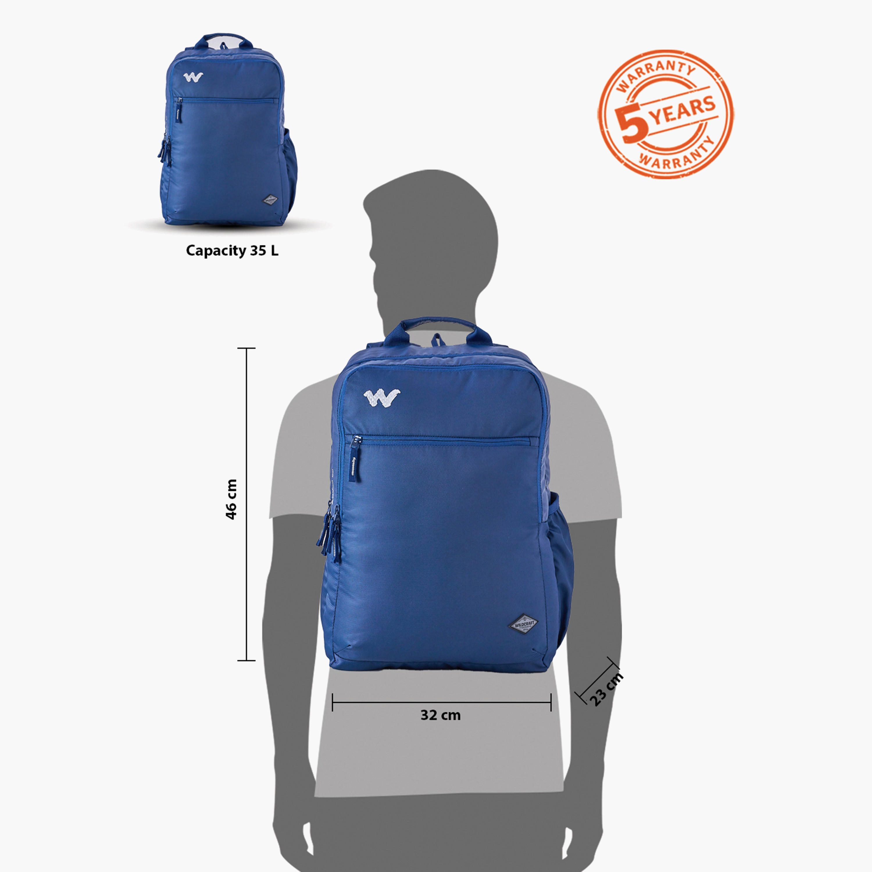 Wildcraft Solid Backpack with Padded Shoulder Straps - 23x32x46 cms-school-bagsandbackpacks-backpacks-image-13