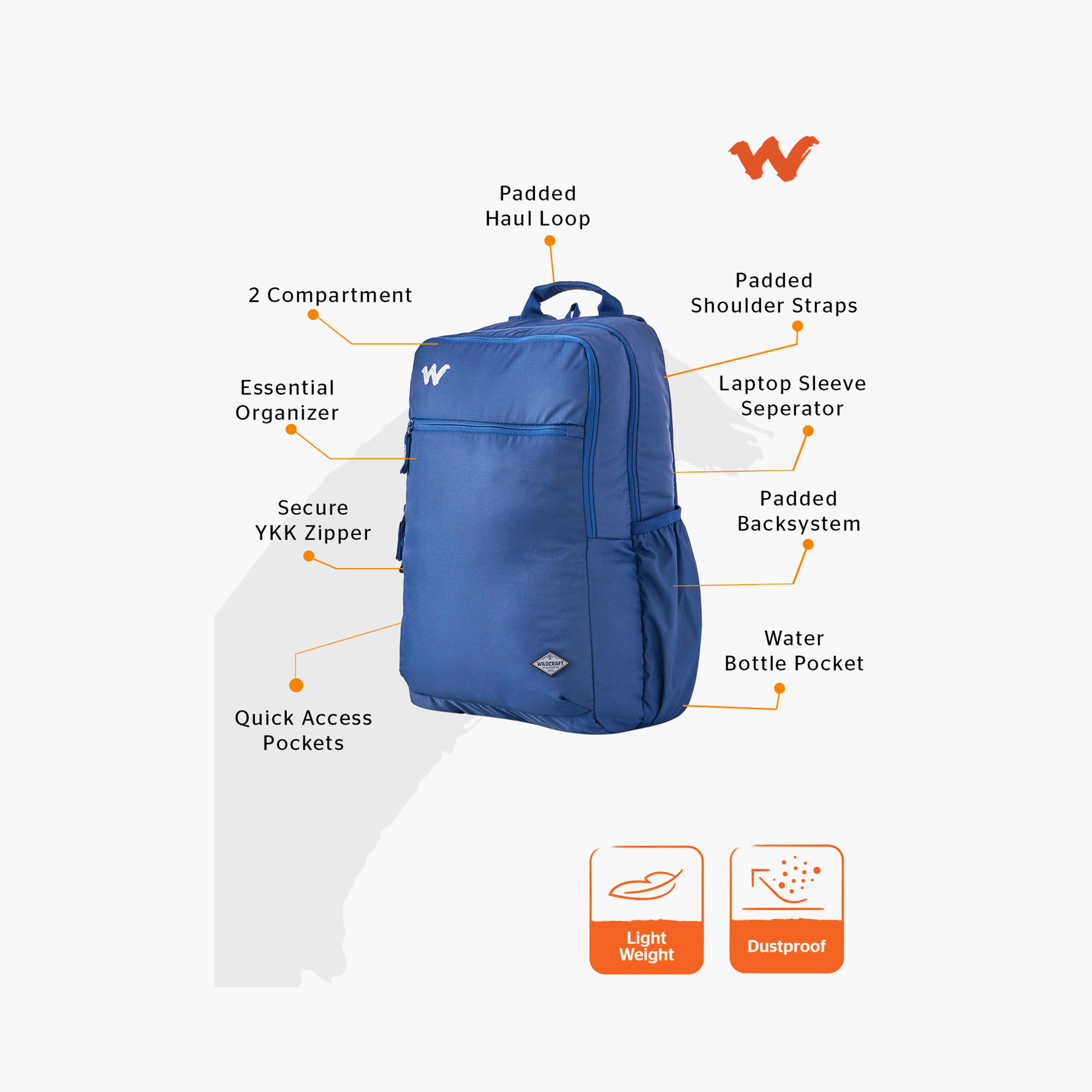 Wildcraft Solid Backpack with Padded Shoulder Straps - 23x32x46 cms-school-bagsandbackpacks-backpacks-image-2