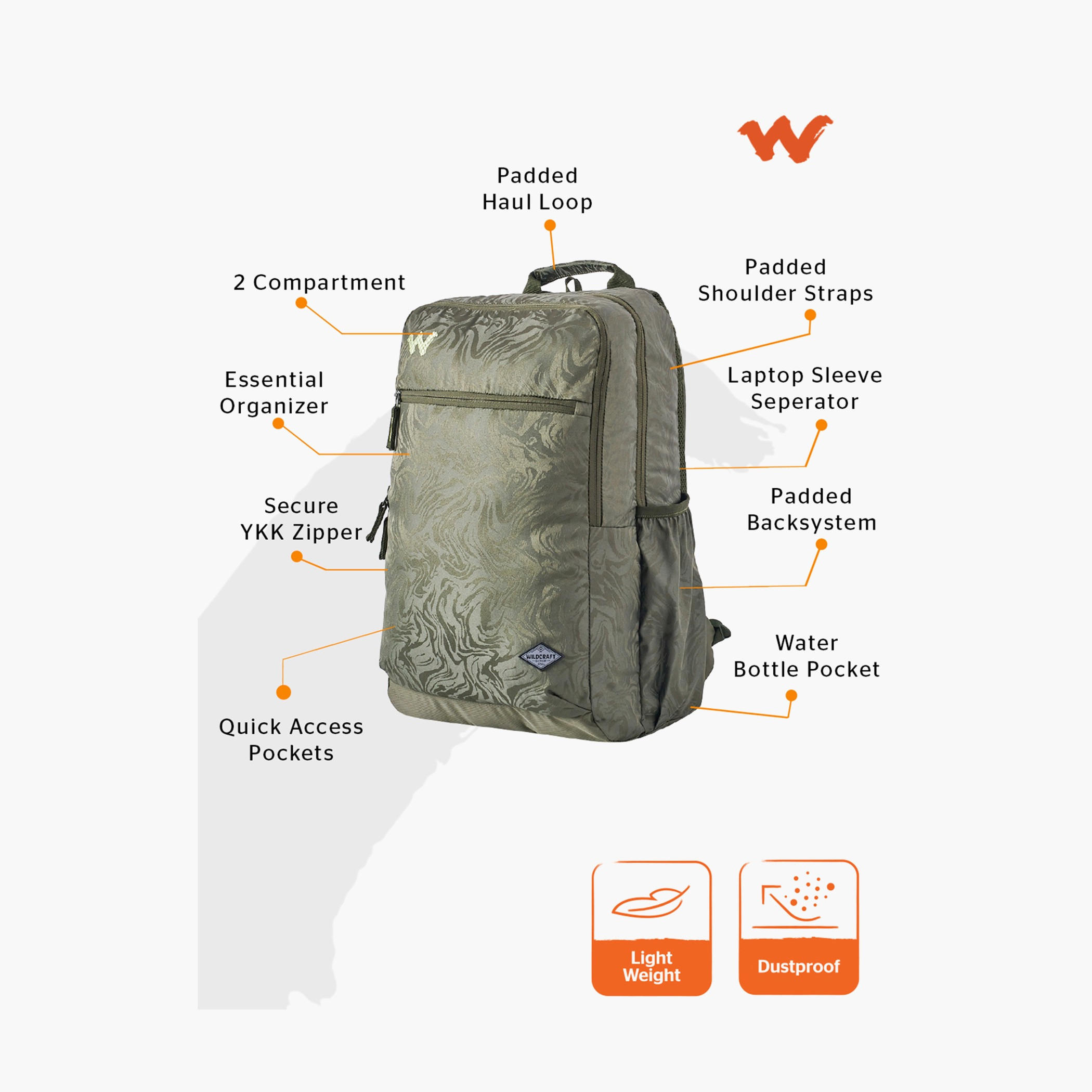 Wildcraft Printed Laptop Backpack with Adjustable Shoulder Straps - 23x32x46 cms-school-bagsandbackpacks-backpacks-image-2