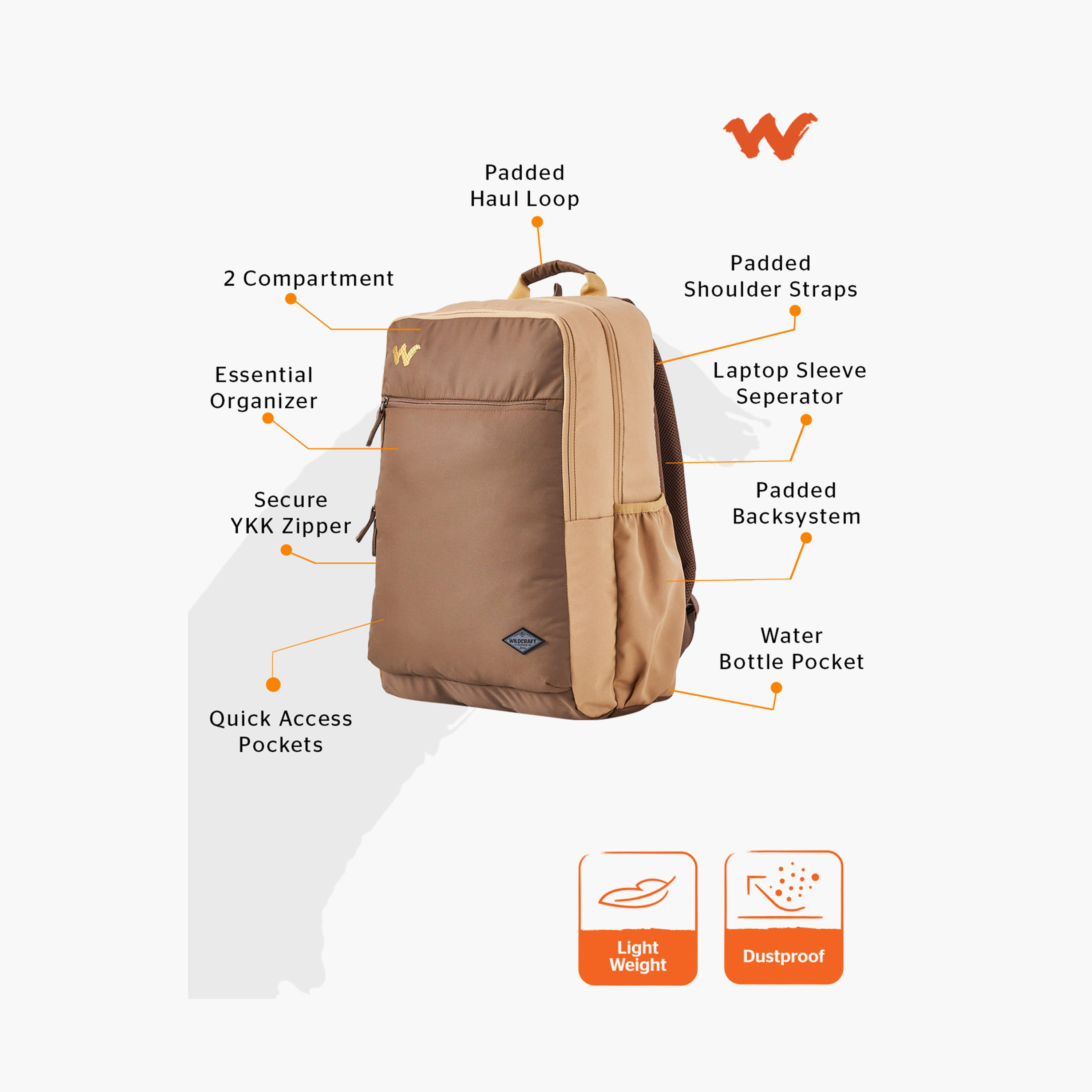 Wildcraft Colourblock Backpack with Padded Shoulder Straps - 23x32x46 cms-school-bagsandbackpacks-backpacks-image-2