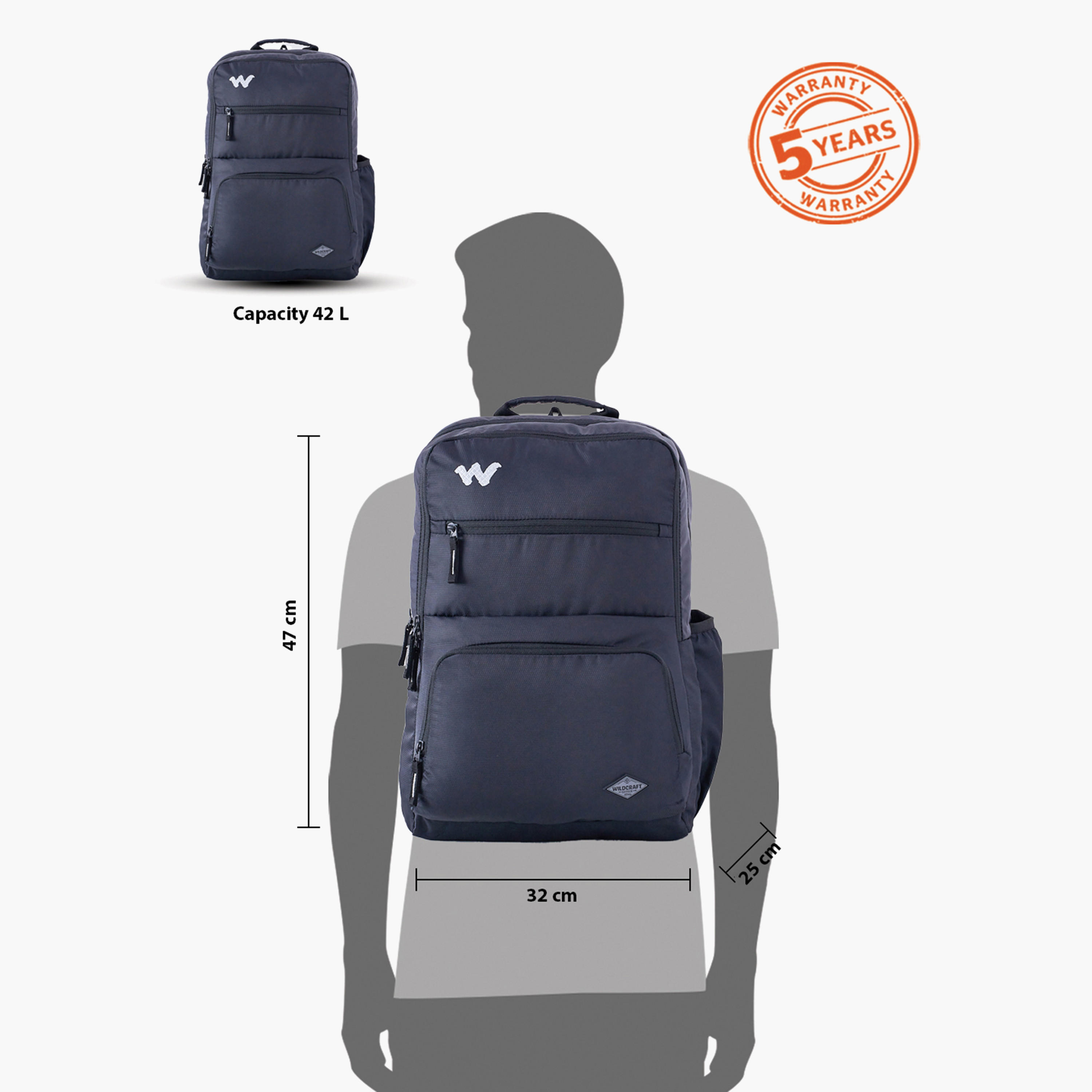 شنطة مدرسية سادة بحمّالات كتف قابلة للتعديل من وايلدكرافت - 25×32×47 سم-school-bagsandbackpacks-backpacks-image-13