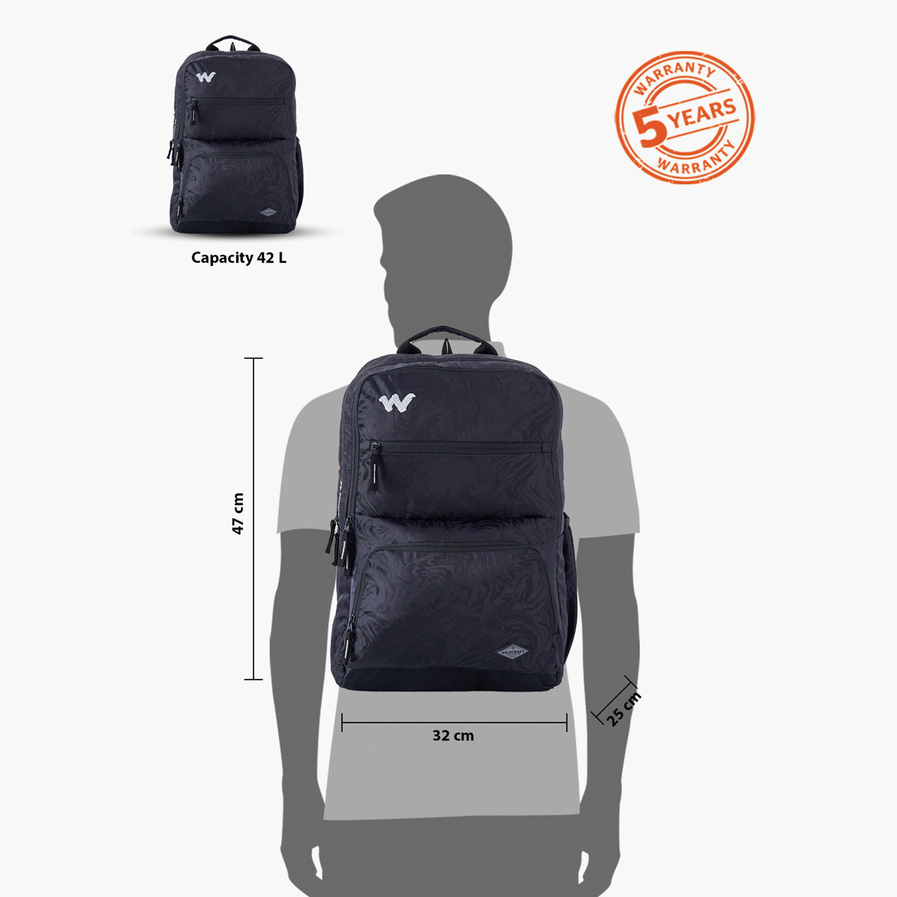 Wildcraft Solid School Backpack with Adjustable Shoulder Straps - 25x32x47 cms-school-bagsandbackpacks-backpacks-image-13