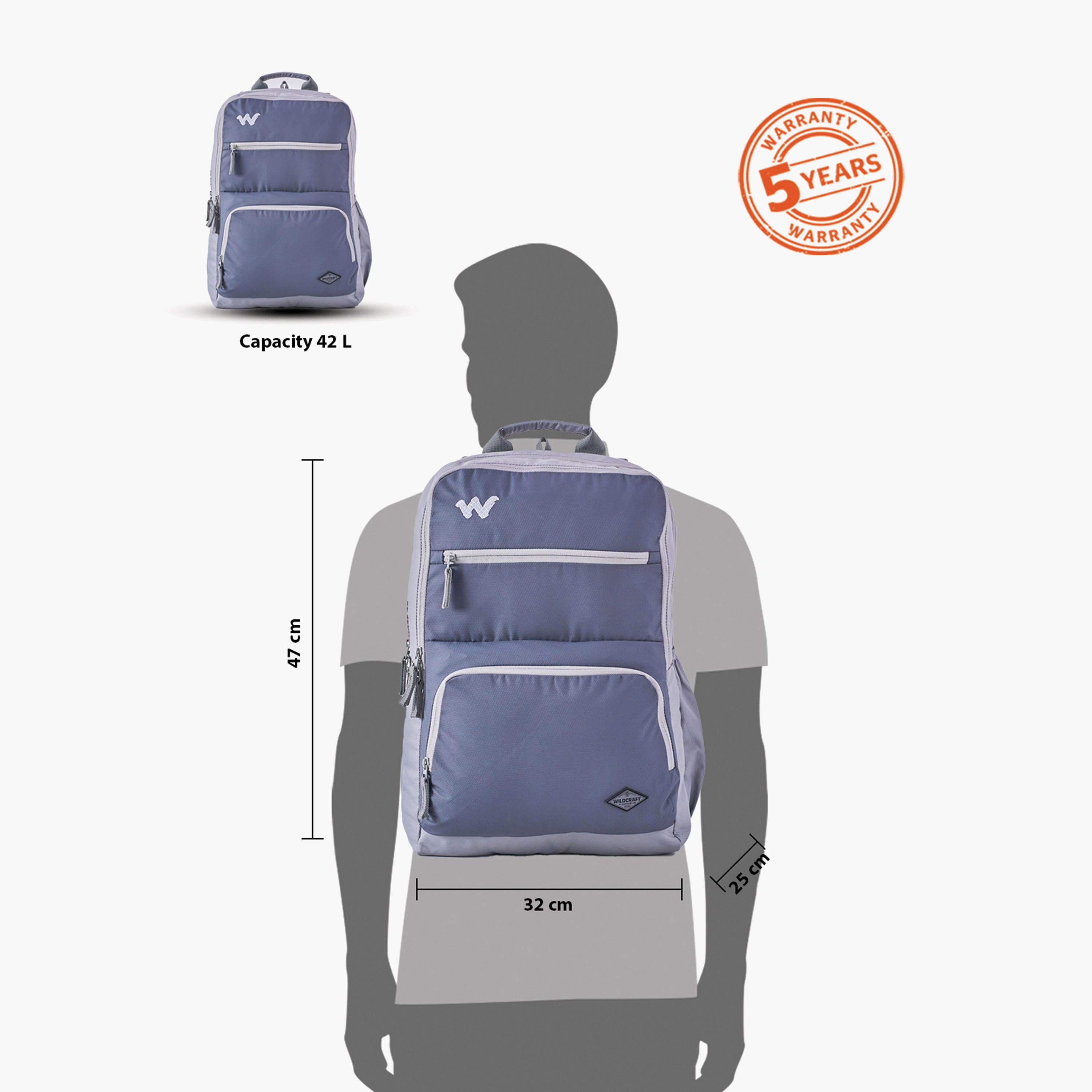 Wildcraft Solid School Backpack with Adjustable Shoulder Straps - 25x32x47 cms-school-bagsandbackpacks-backpacks-image-13