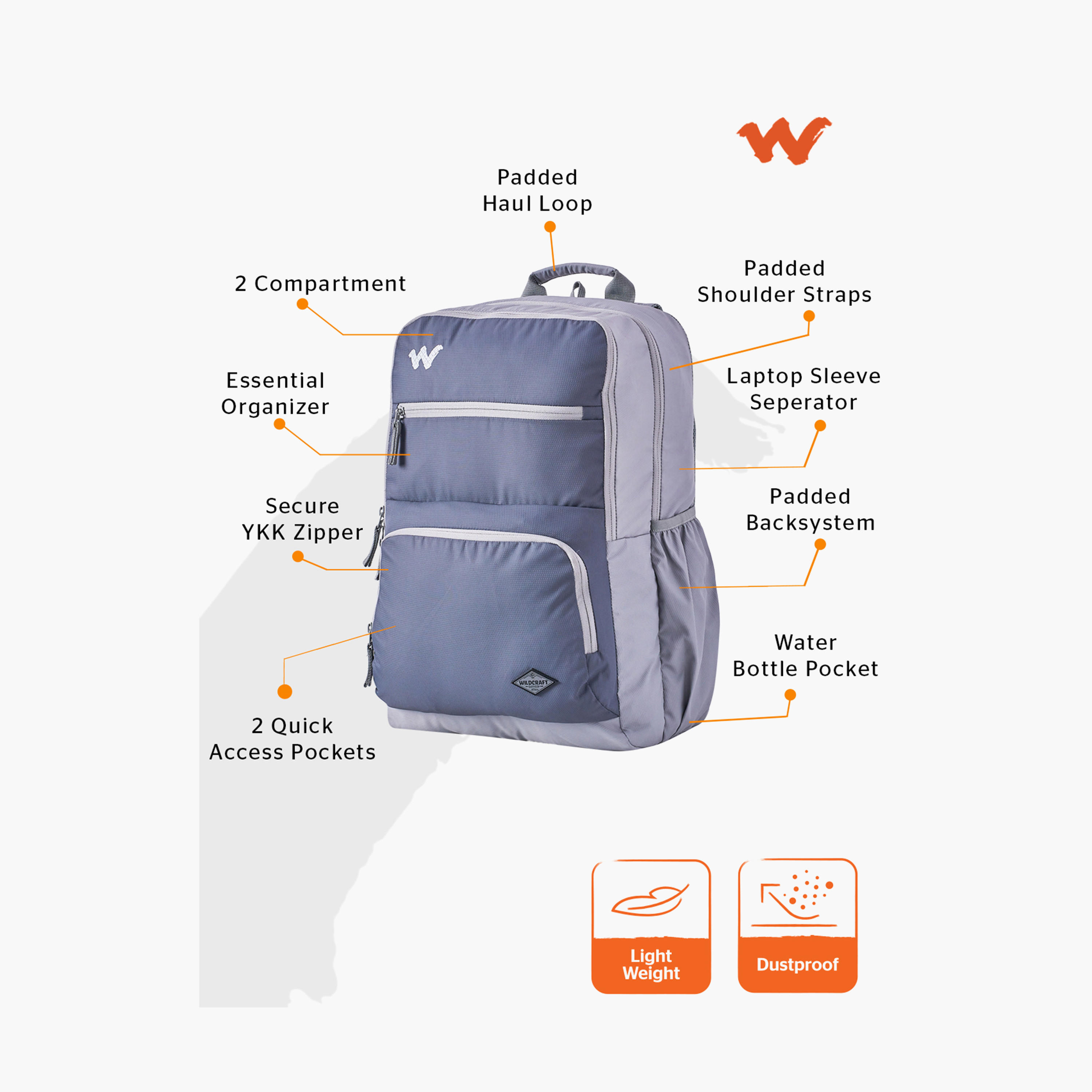 Wildcraft Solid School Backpack with Adjustable Shoulder Straps - 25x32x47 cms-school-bagsandbackpacks-backpacks-image-2