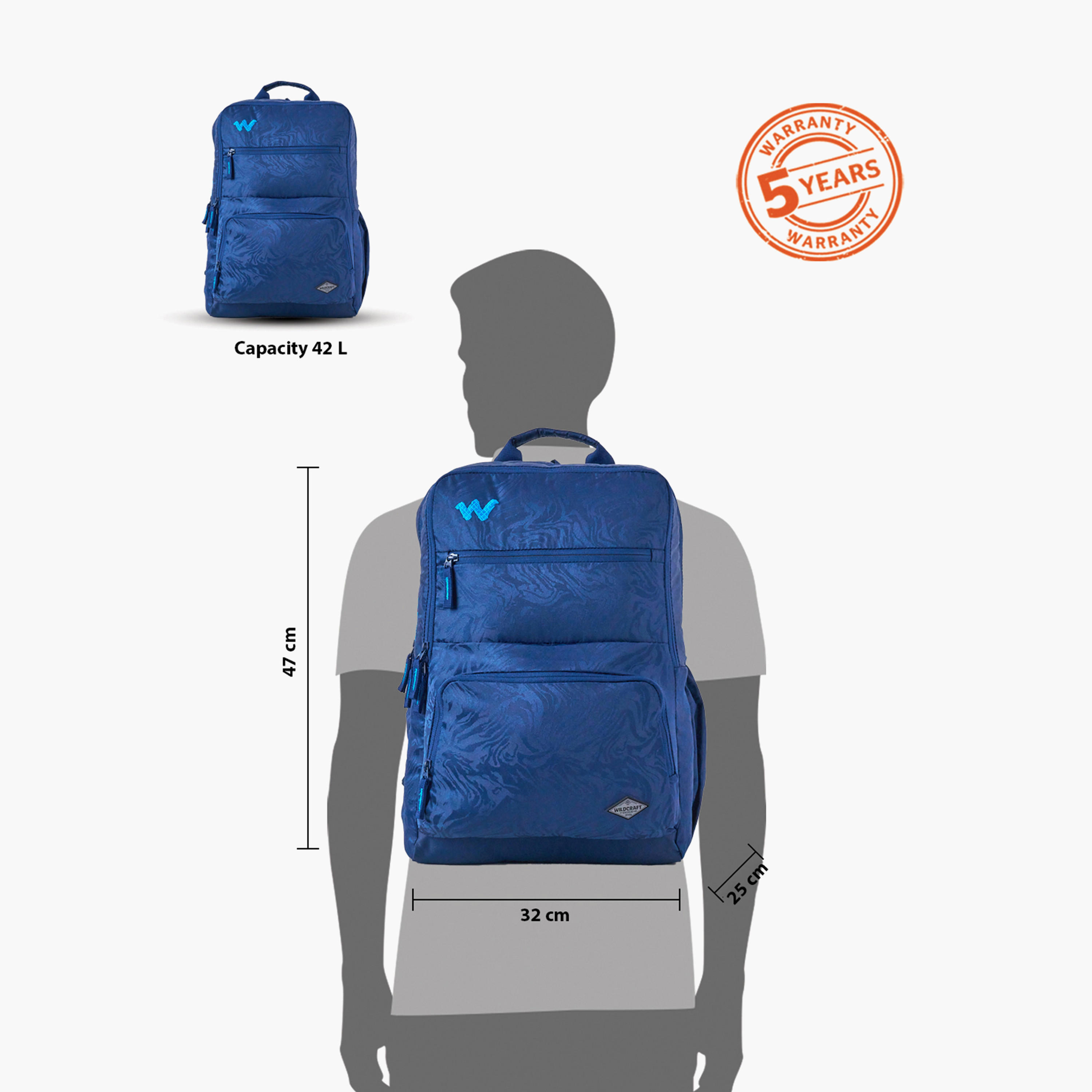 Wildcraft Solid School Backpack with Adjustable Shoulder Straps - 25x32x47 cms-school-bagsandbackpacks-backpacks-image-13
