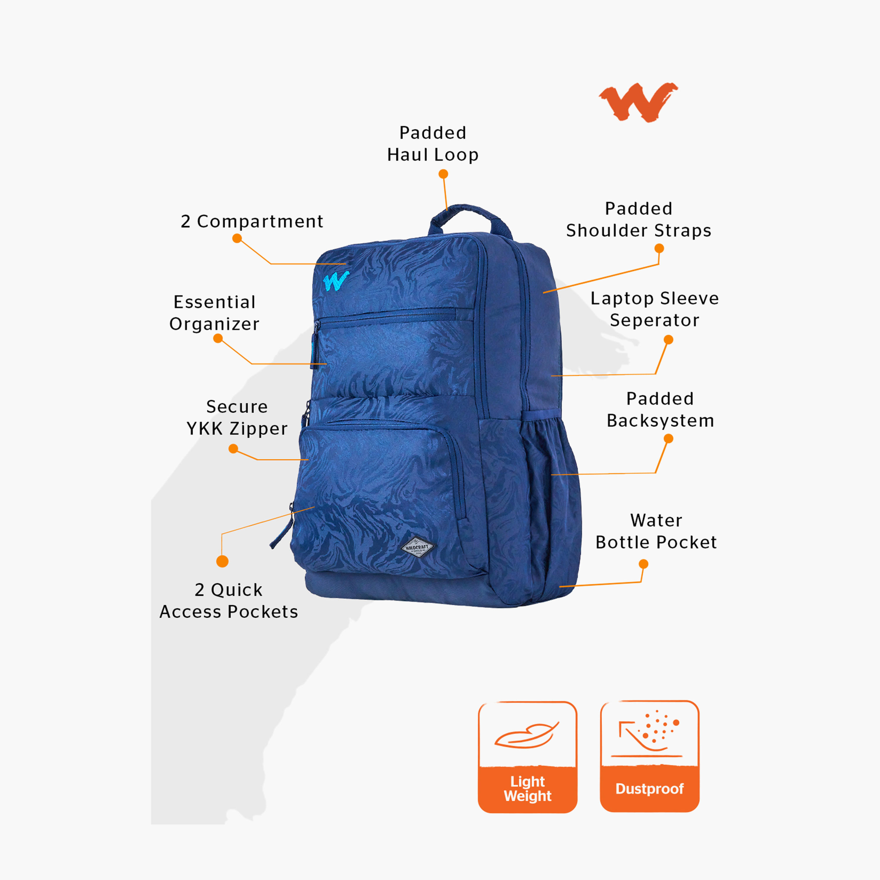 Wildcraft Solid School Backpack with Adjustable Shoulder Straps - 25x32x47 cms-school-bagsandbackpacks-backpacks-image-2