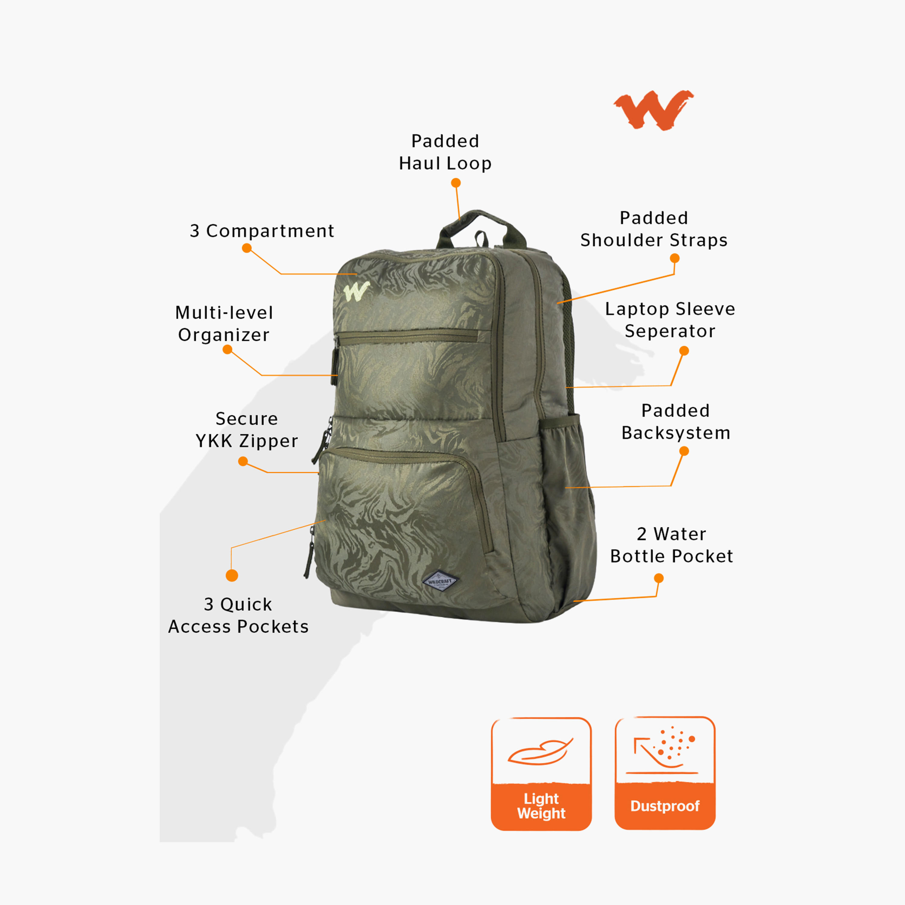 Wildcraft Solid School Backpack with Adjustable Shoulder Straps - 25x32x47 cms-school-bagsandbackpacks-backpacks-image-2