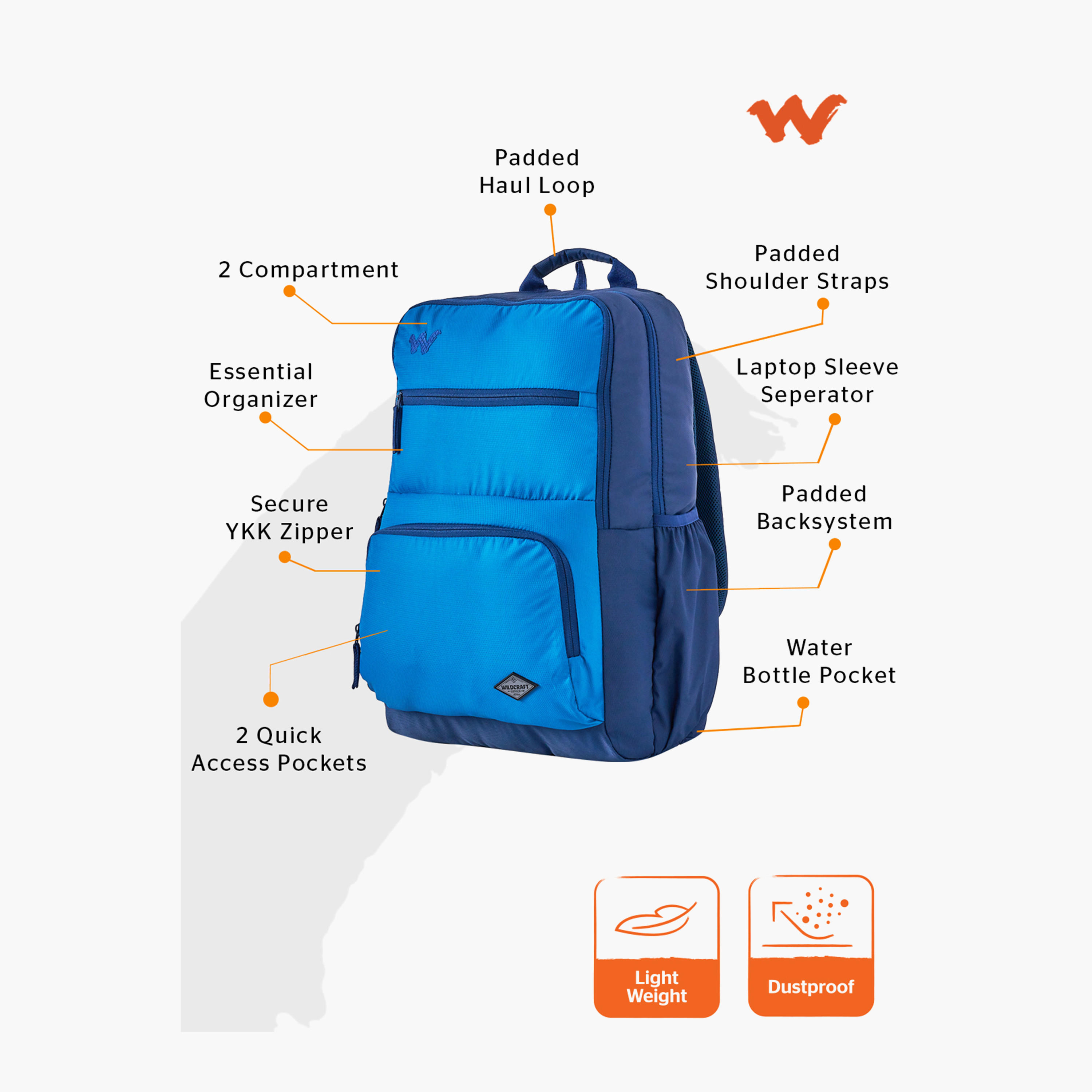 Wildcraft Solid School Backpack with Adjustable Shoulder Straps - 25x32x47 cms-school-bagsandbackpacks-backpacks-image-2