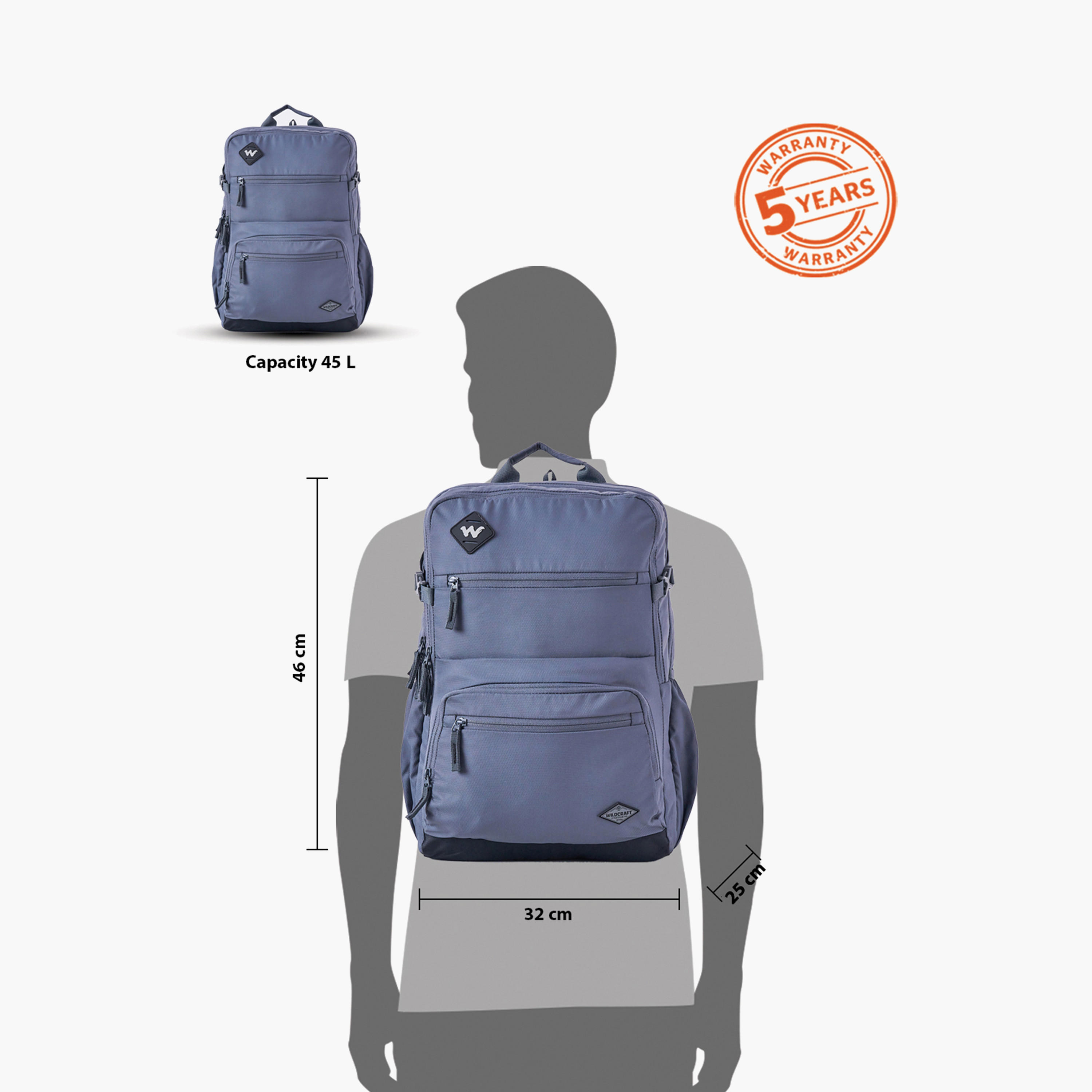 شنطة مدرسية سادة بحمالات كتف قابلة للتعديل من وايلدكرافت - 25×32×46 سم-school-bagsandbackpacks-backpacks-image-13
