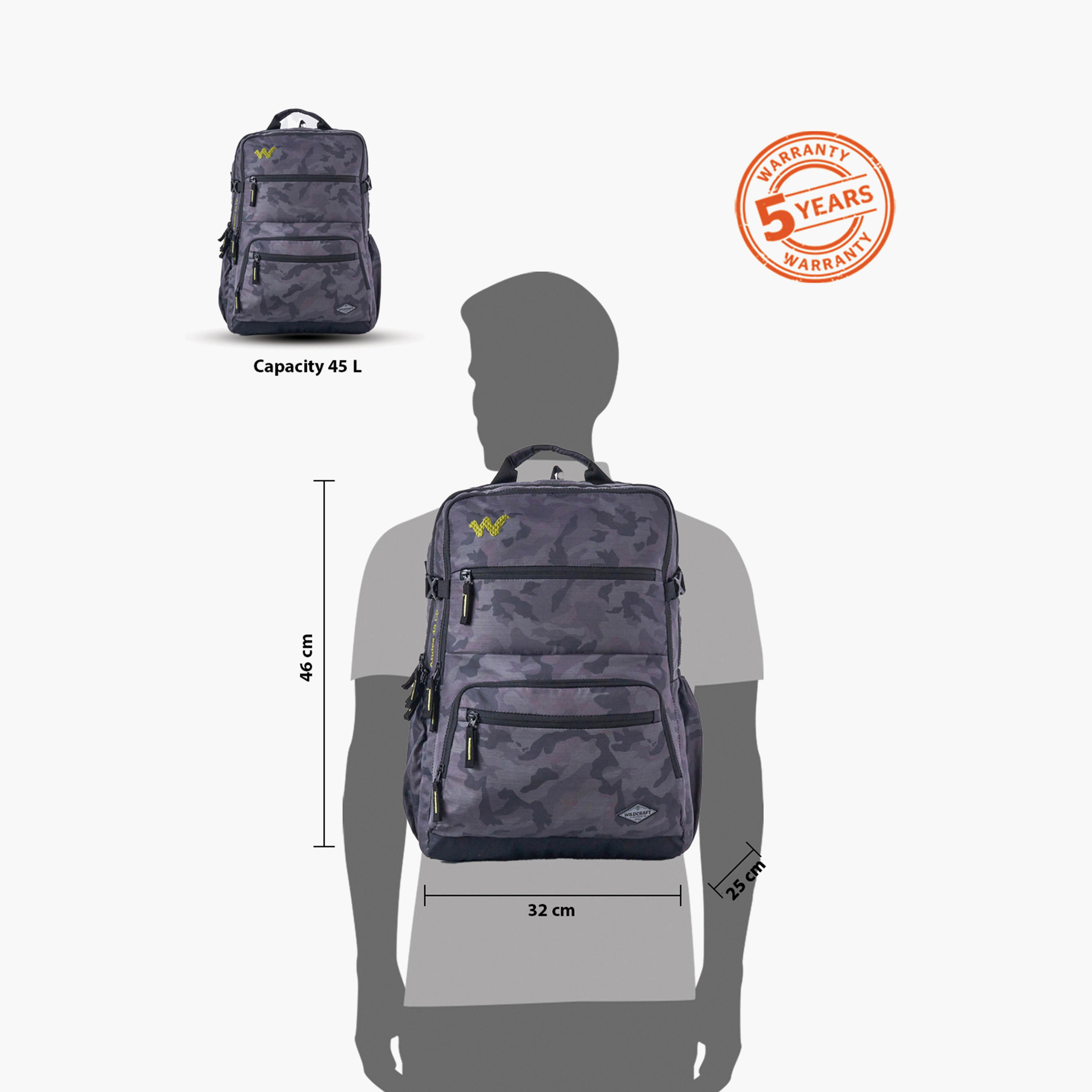Wildcraft Camouflage School Backpack with Adjustable Shoulder Straps - 25x32x46 cms-school-bagsandbackpacks-backpacks-image-13