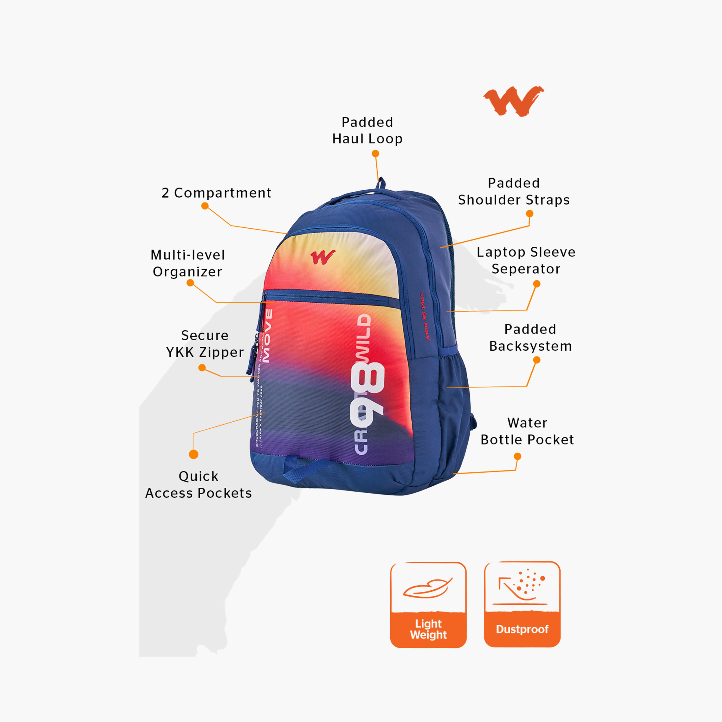 Wildcraft Printed School Backpack with Adjustable Shoulder Straps - 19x32x47 cms-school-bagsandbackpacks-backpacks-image-2