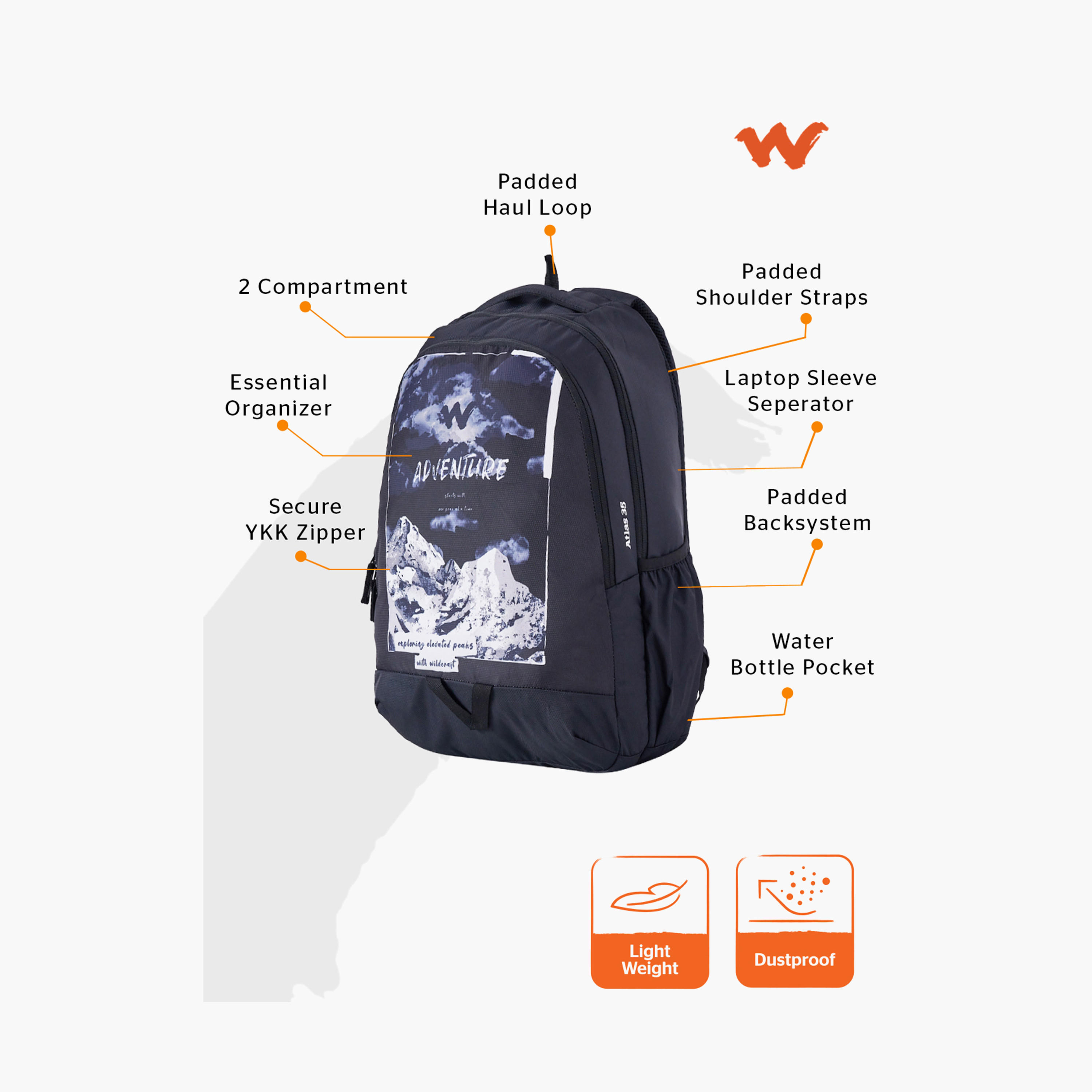 Wildcraft Printed School Backpack with Adjustable Shoulder Straps - 25x31x46 cms-school-bagsandbackpacks-backpacks-image-2