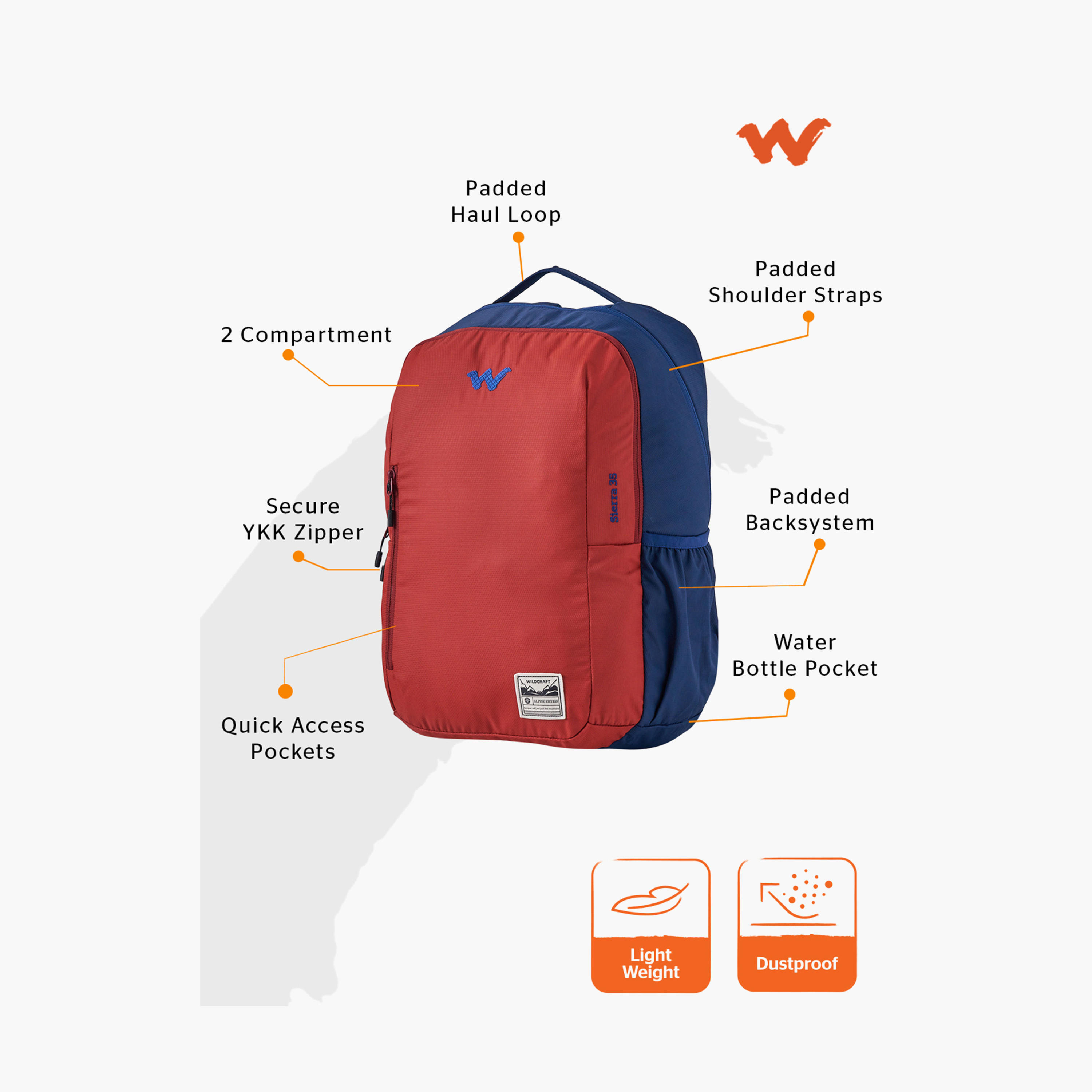 Wildcraft Colourblock School Backpack with Adjustable Shoulder Straps - 22x30x46 cms-school-bagsandbackpacks-backpacks-image-2
