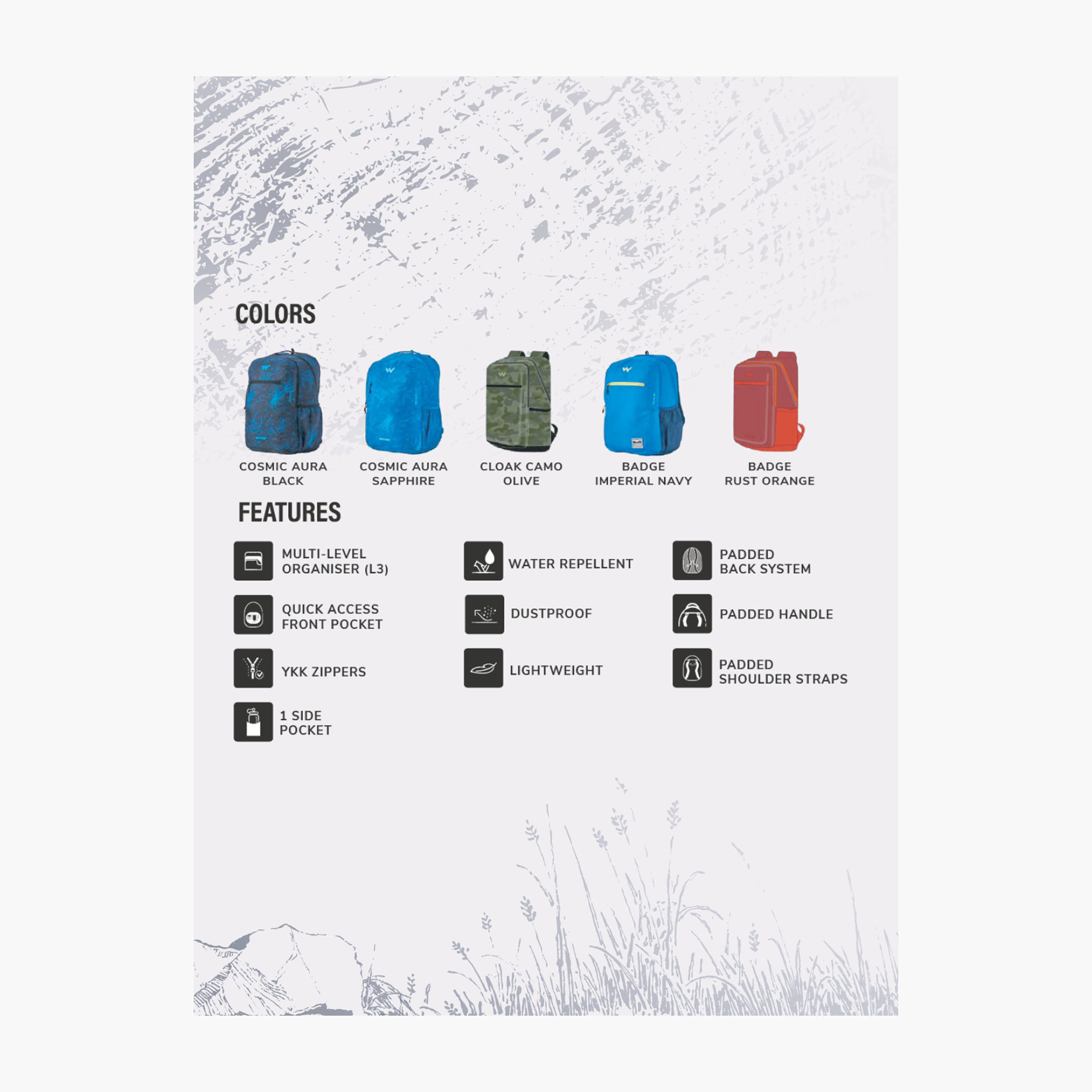 Wildcraft Camouflage Print Backpack with Adjustable Shoulder Straps - 24x32x47 cm-school-bagsandbackpacks-backpacks-image-4