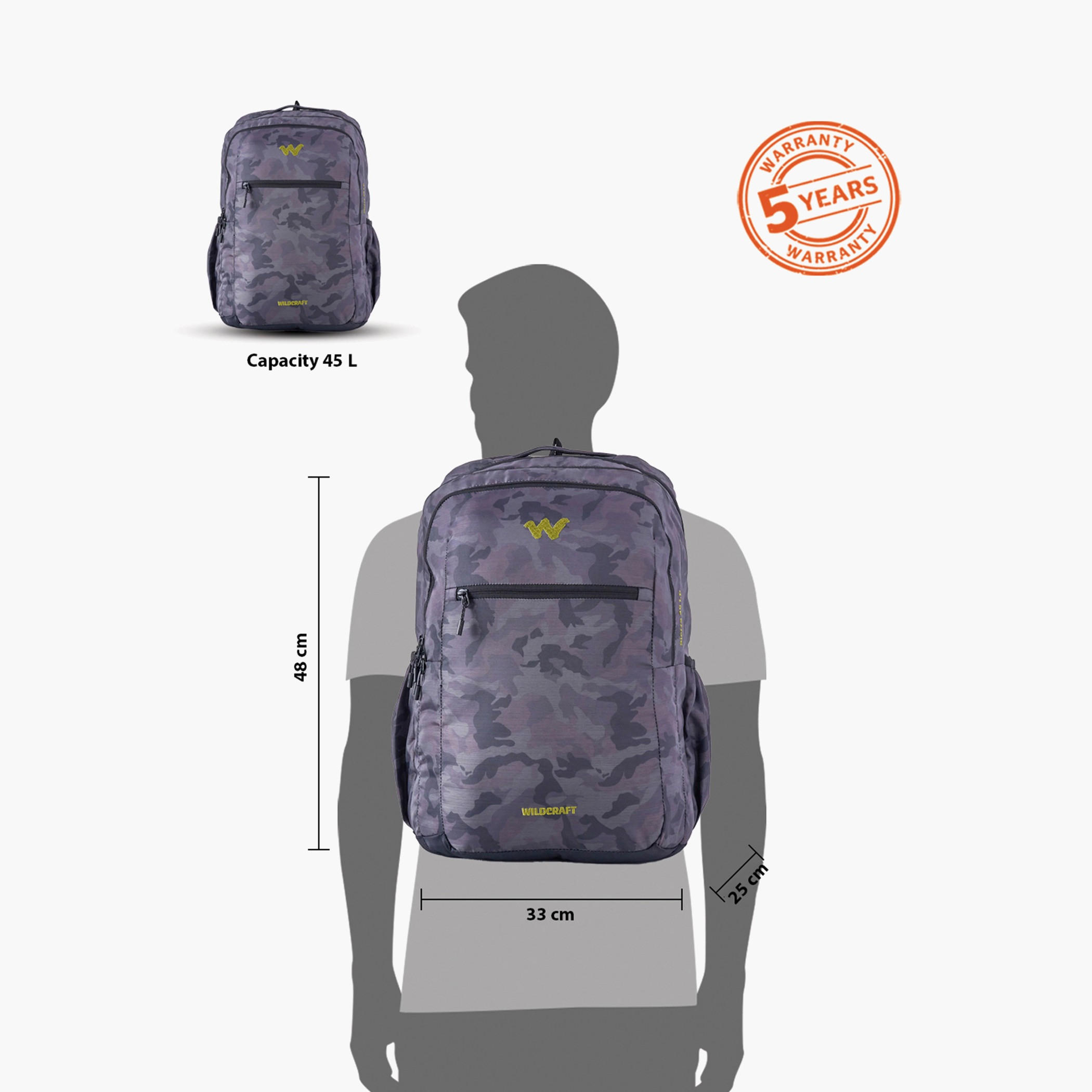 Wildcraft Camouflage Print Backpack with Adjustable Shoulder Straps - 25x33x48 cms-school-bagsandbackpacks-backpacks-image-13