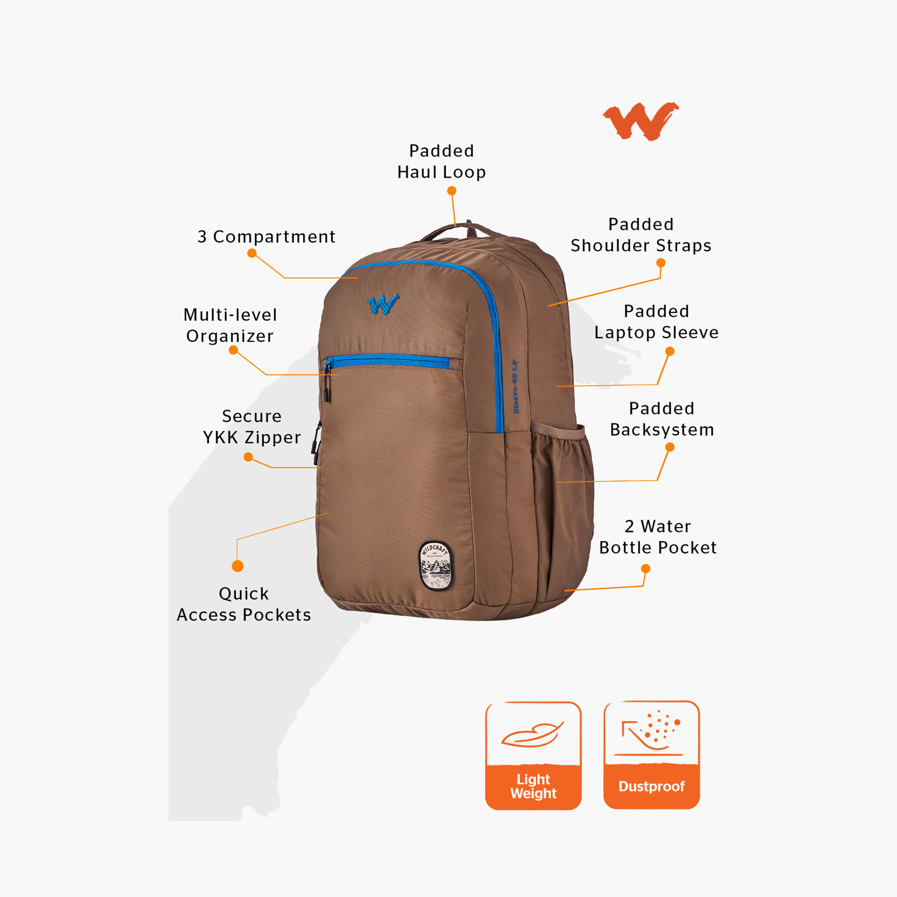 Wildcraft Solid Backpack with Adjustable Shoulder Straps - 25x33x48 cm-school-bagsandbackpacks-backpacks-image-2