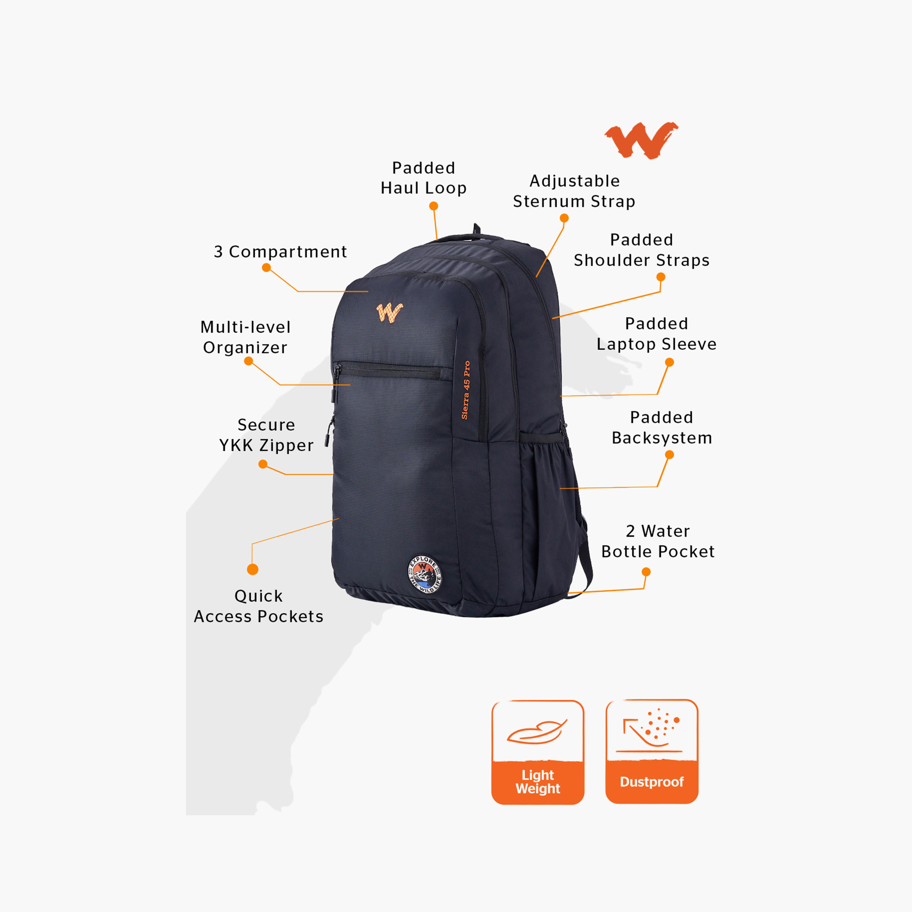 Wildcraft Solid School Backpack with Adjustable Shoulder Straps - 25x33x48 cms-school-bagsandbackpacks-backpacks-image-2