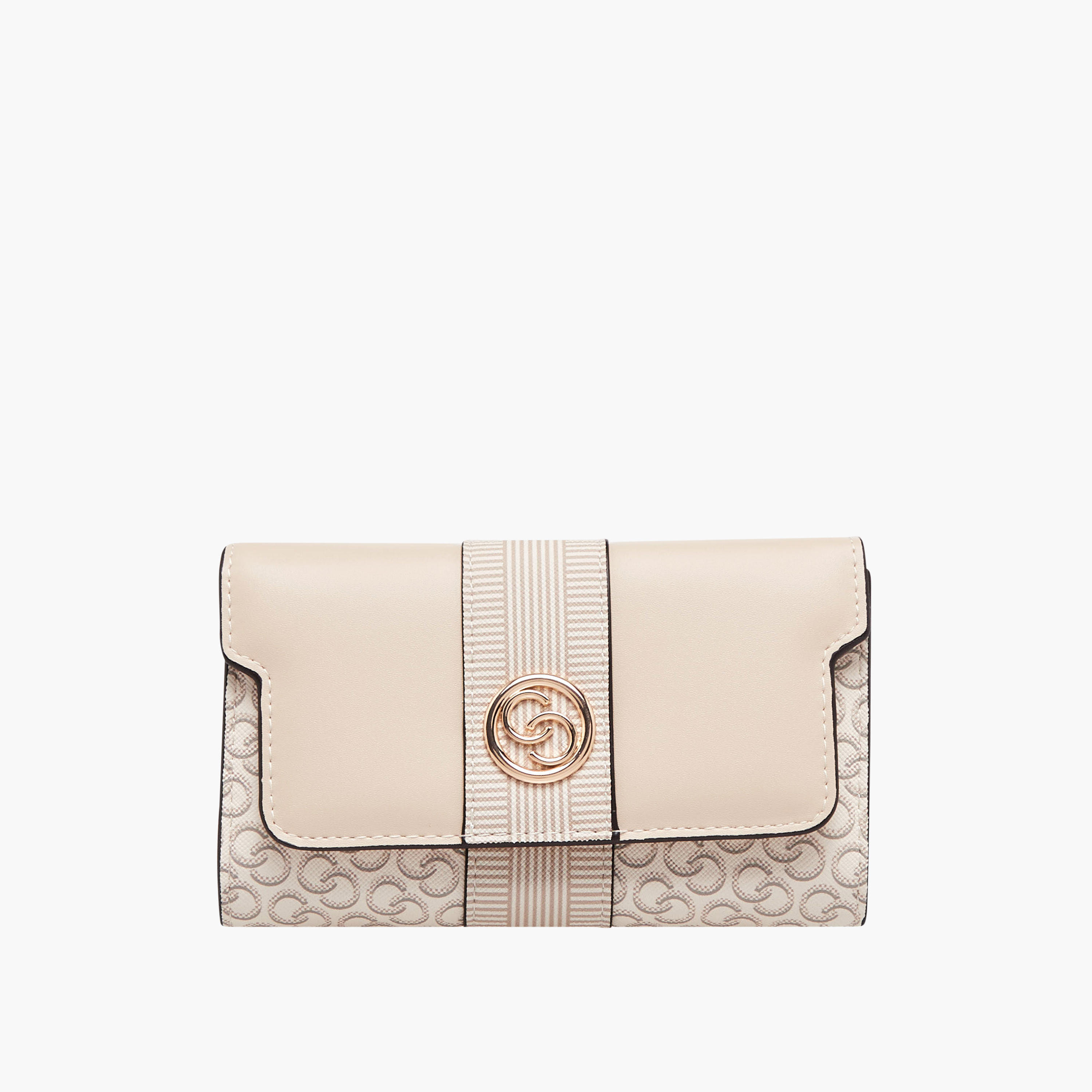 محفظة بطبعات مونوجرام وزر إغلاق من سيليست-women-bagsandwallets-handbags-image-1