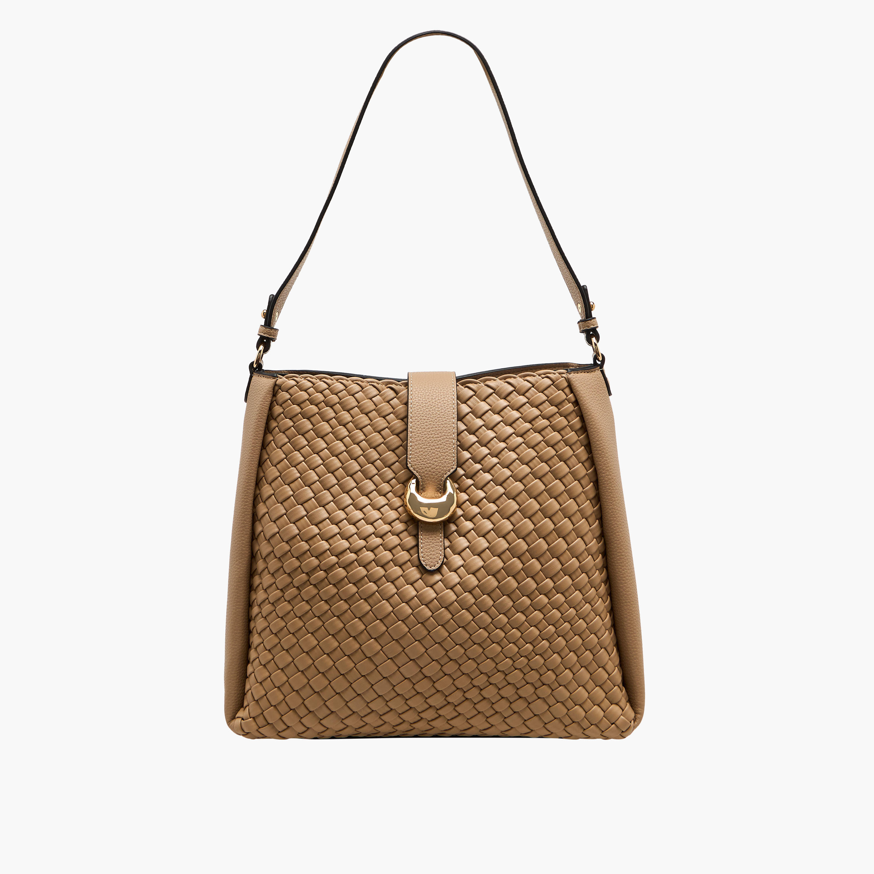 شنطة كتف منسوجة بارزة الملمس بتفاصيل إبزيم للإغلاق من لويلا جري-women-bagsandwallets-handbags-image-1