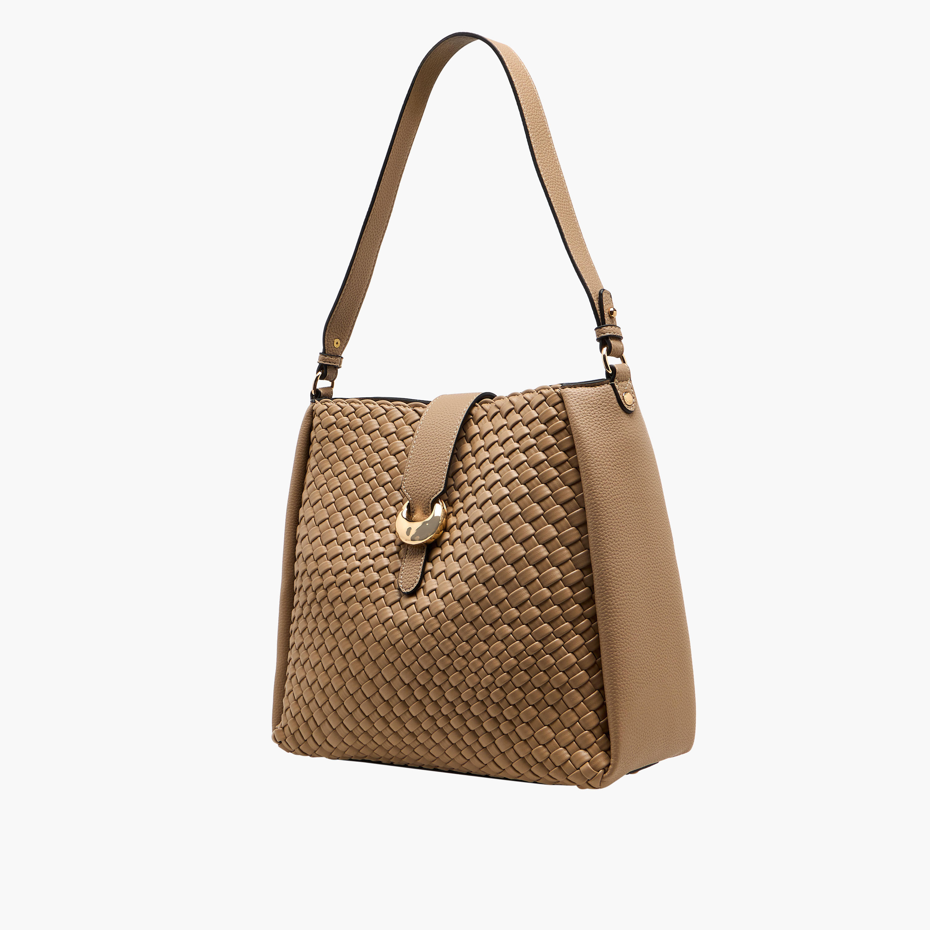 شنطة كتف منسوجة بارزة الملمس بتفاصيل إبزيم للإغلاق من لويلا جري-women-bagsandwallets-handbags-image-3