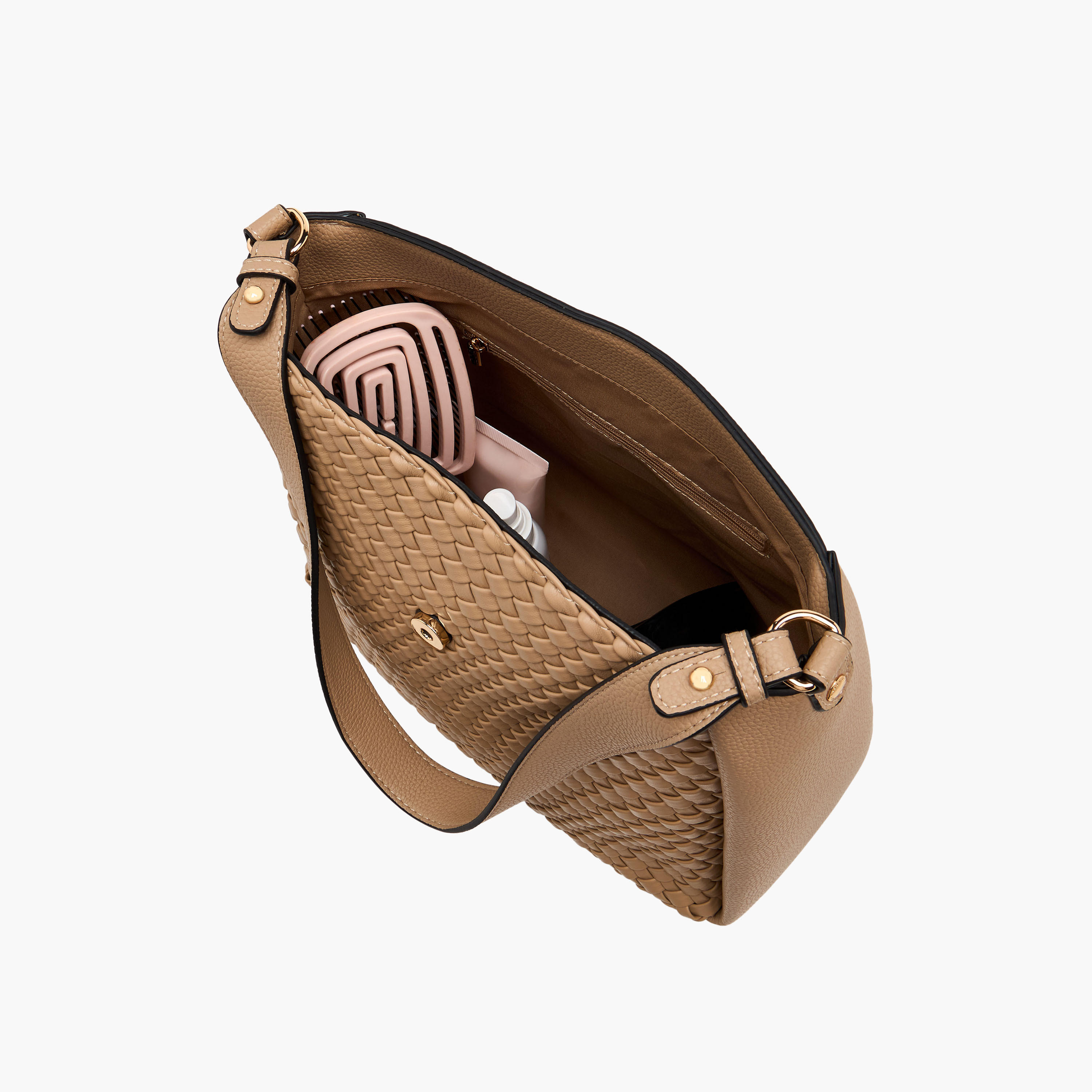 شنطة كتف منسوجة بارزة الملمس بتفاصيل إبزيم للإغلاق من لويلا جري-women-bagsandwallets-handbags-image-8