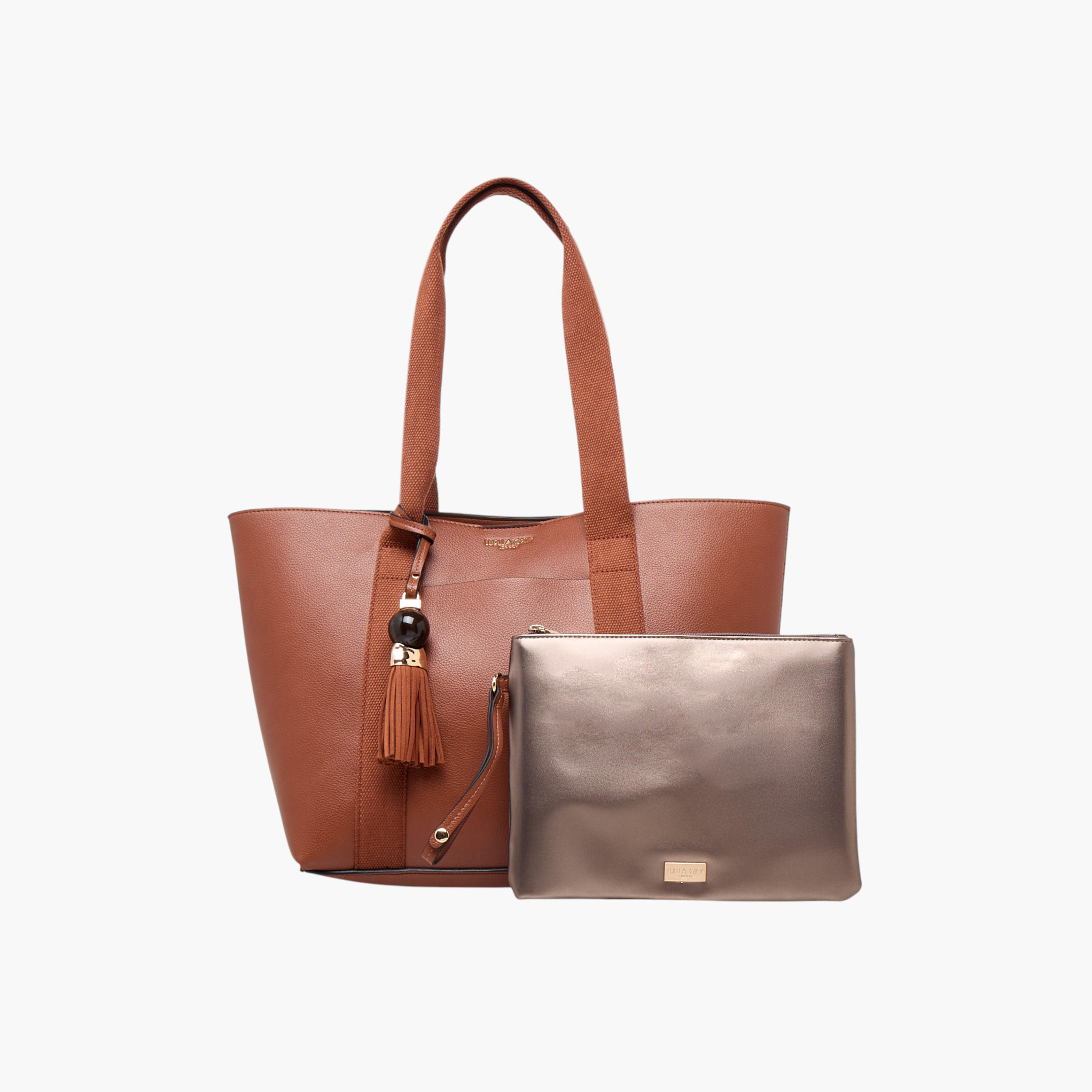 شنطة توت سادة مع شنطة صغيرة من لويلا جراي-women-bagsandwallets-handbags-image-1
